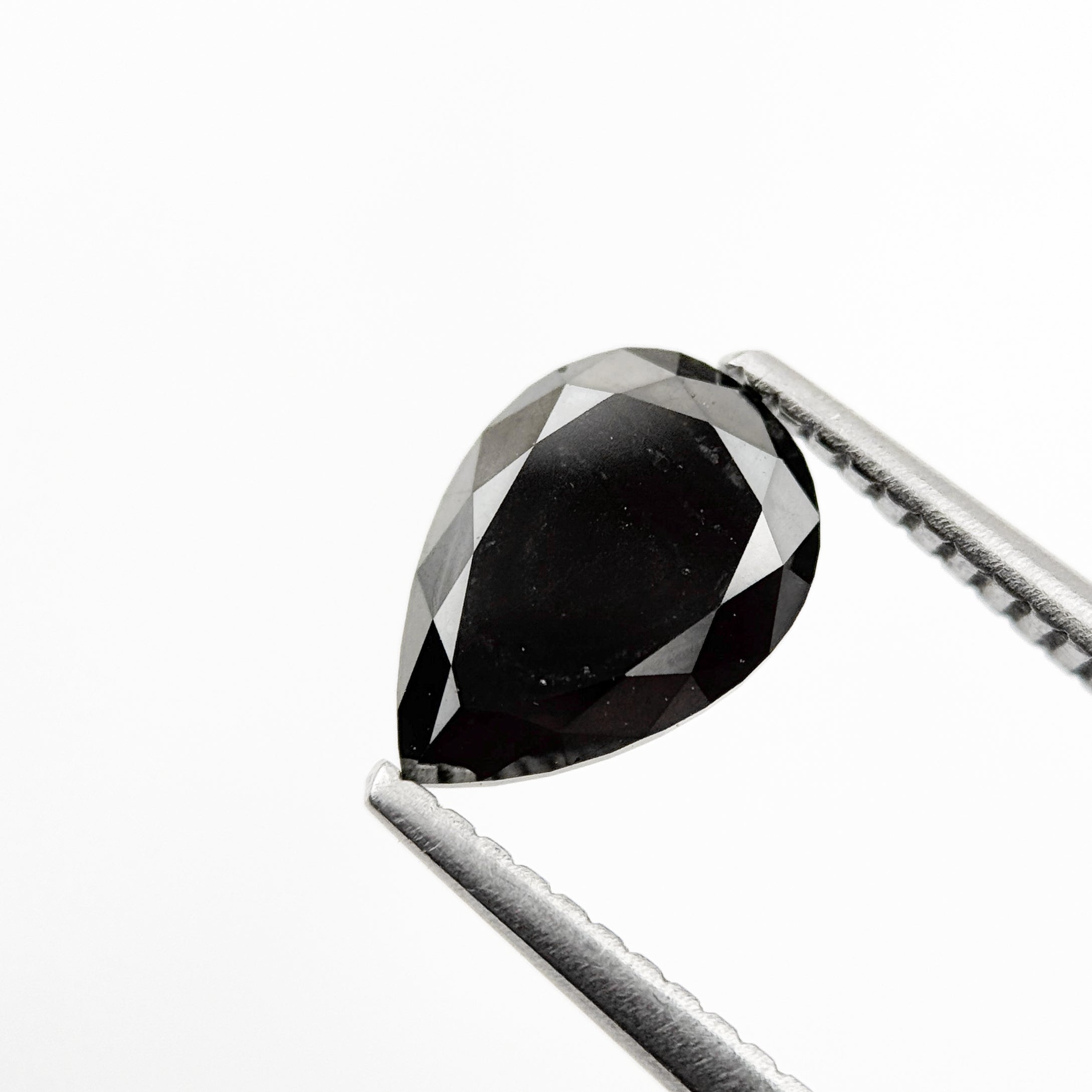 1.46 Ct Pear Rose Cut Black Natural Fancy Diamond