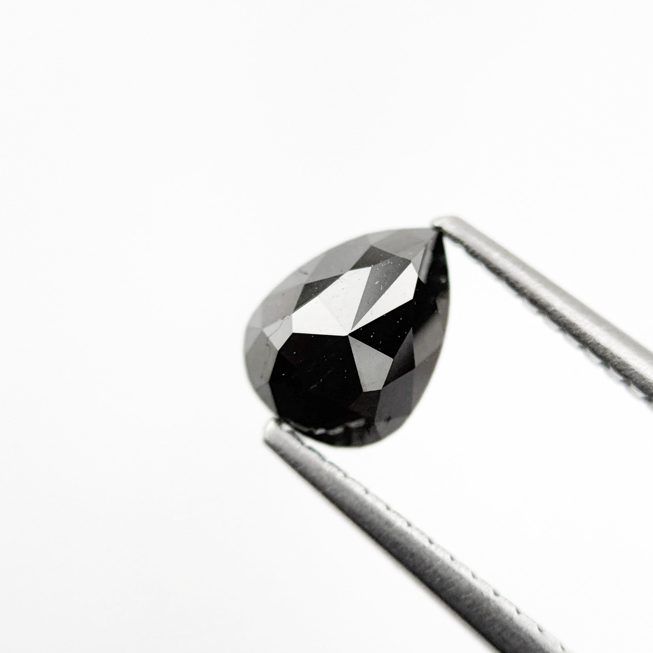 1.05 Ct Pear Rose Cut Black Natural Fancy Diamond