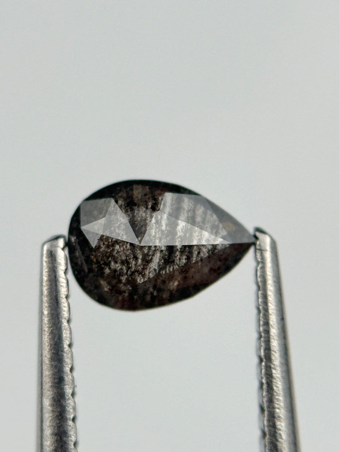 0.50 Ct Pear Rose Cut Grey Natural Salt and Pepper Diamond