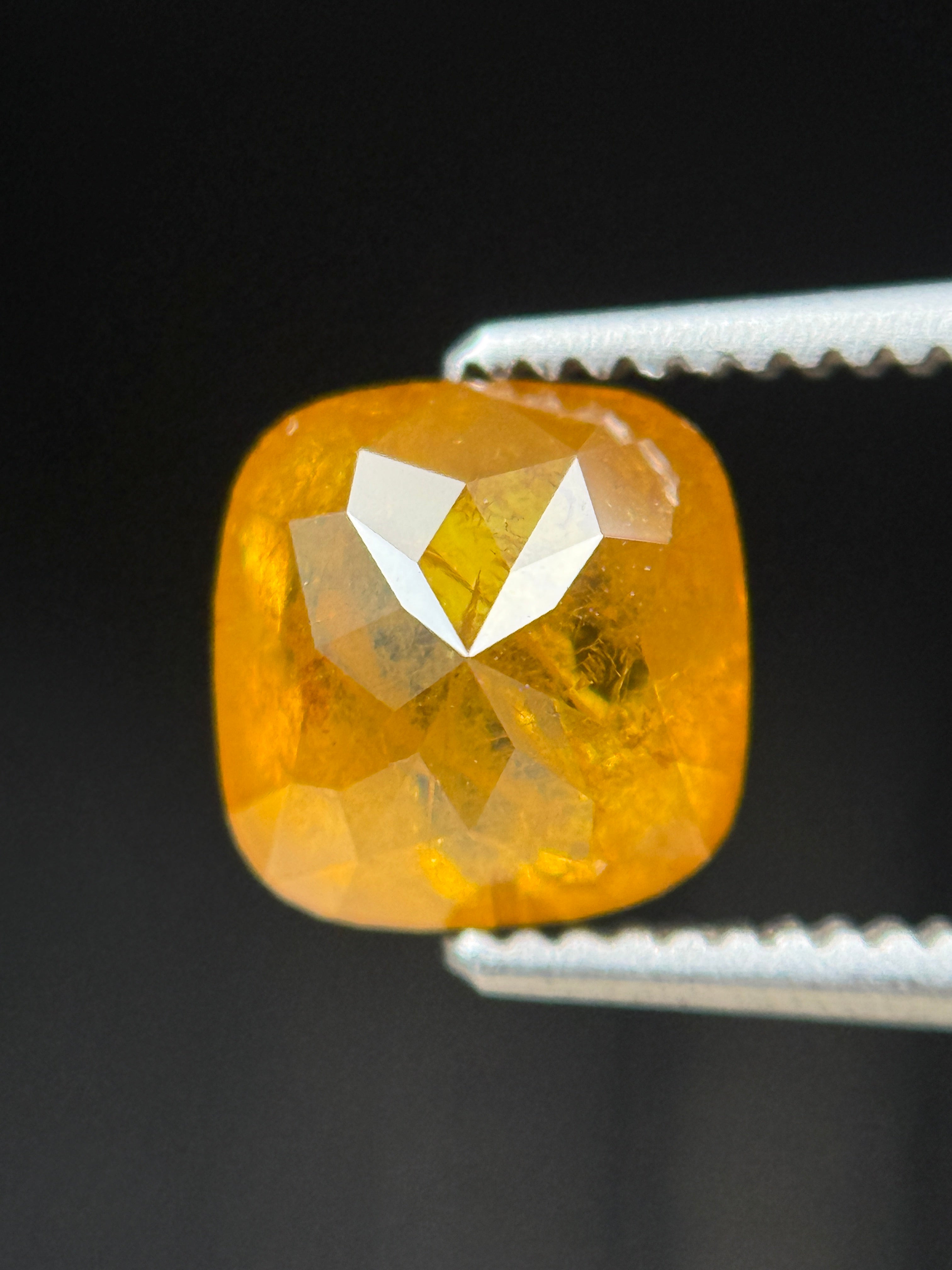 1.70 Ct Cushion Rose Cut Orange Natural Fancy Diamond