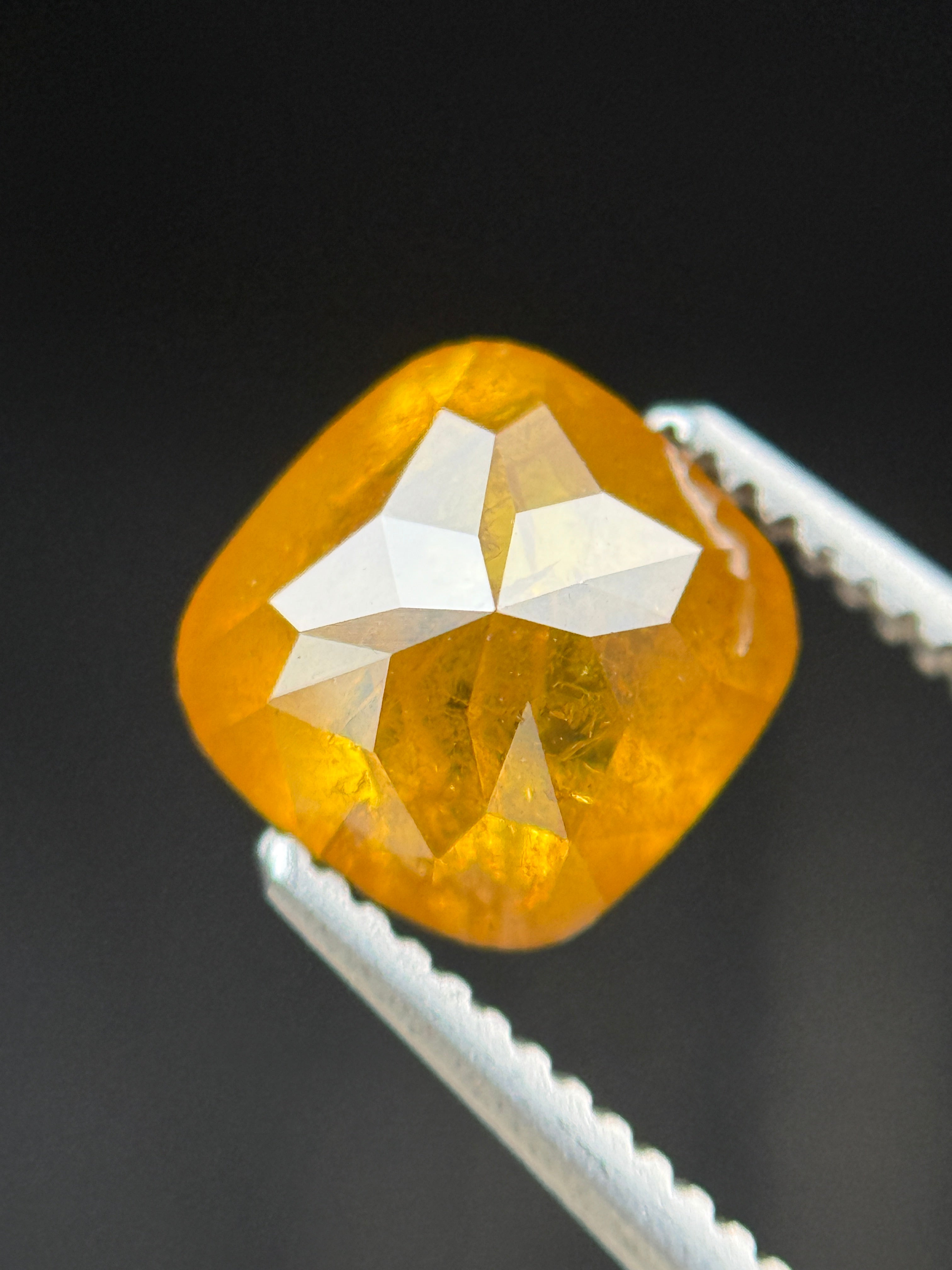 1.70 Ct Cushion Rose Cut Orange Natural Fancy Diamond