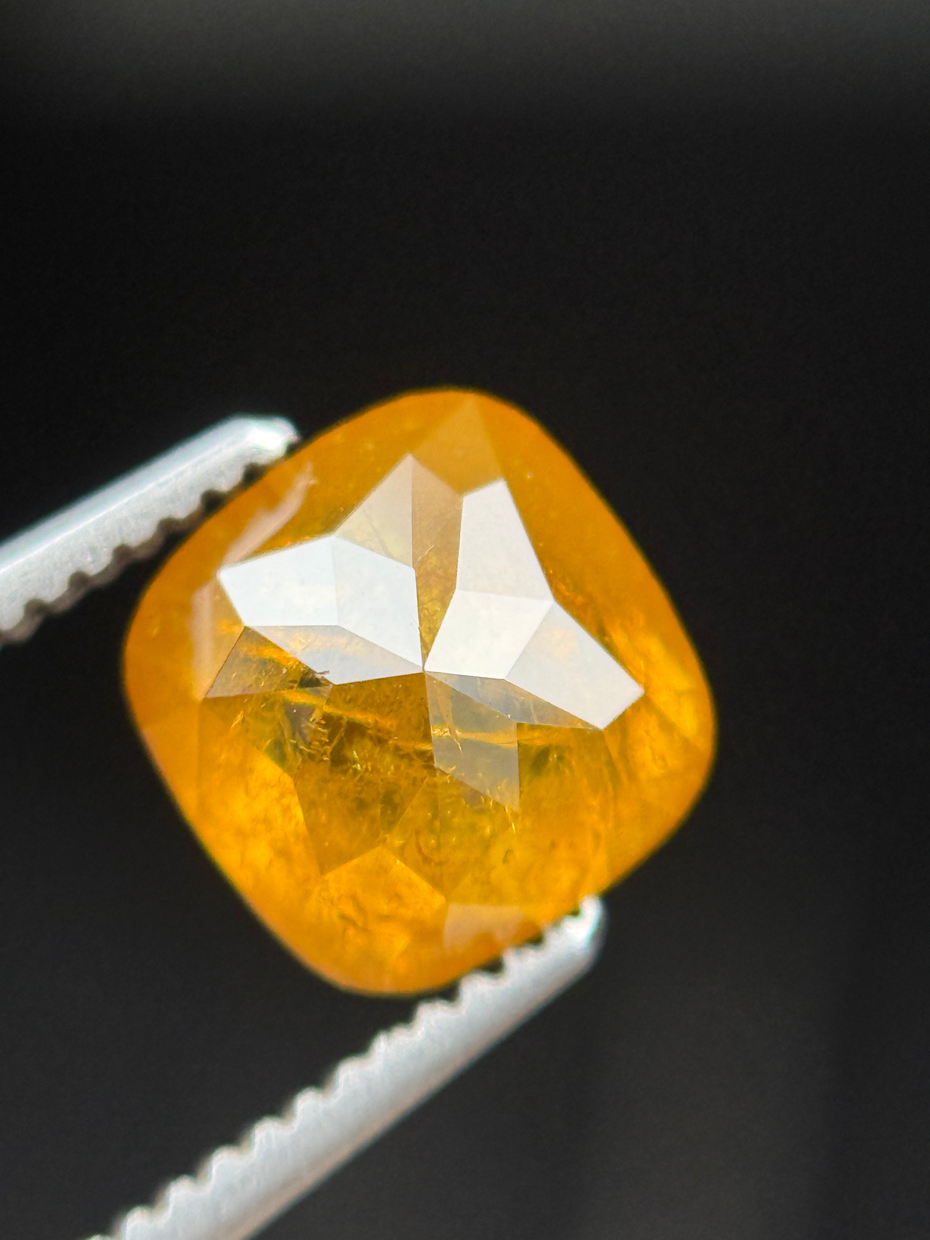 1.70 Ct Cushion Rose Cut Orange Natural Fancy Diamond