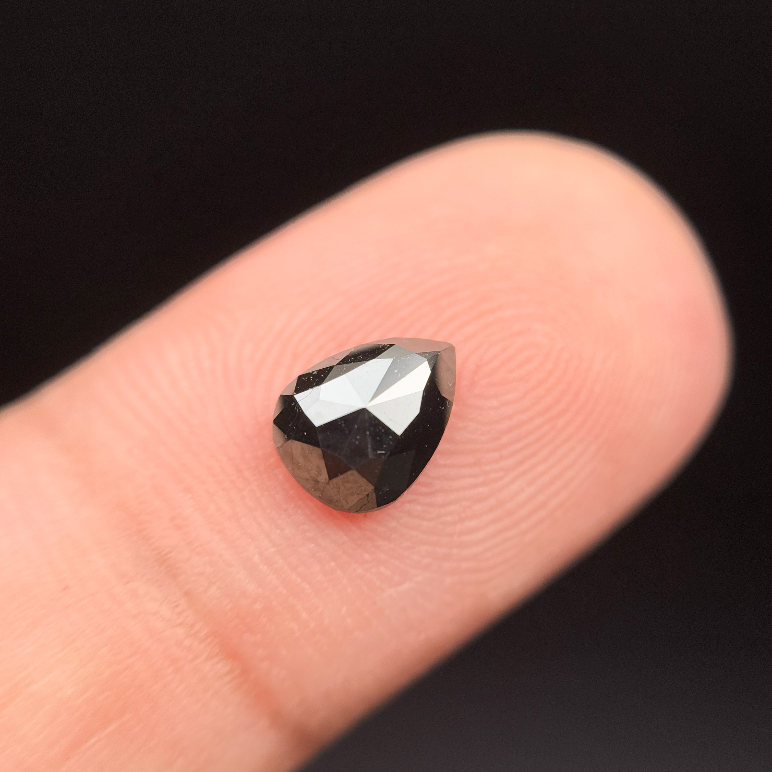1.05 Ct Pear Rose Cut Black Natural Fancy Diamond