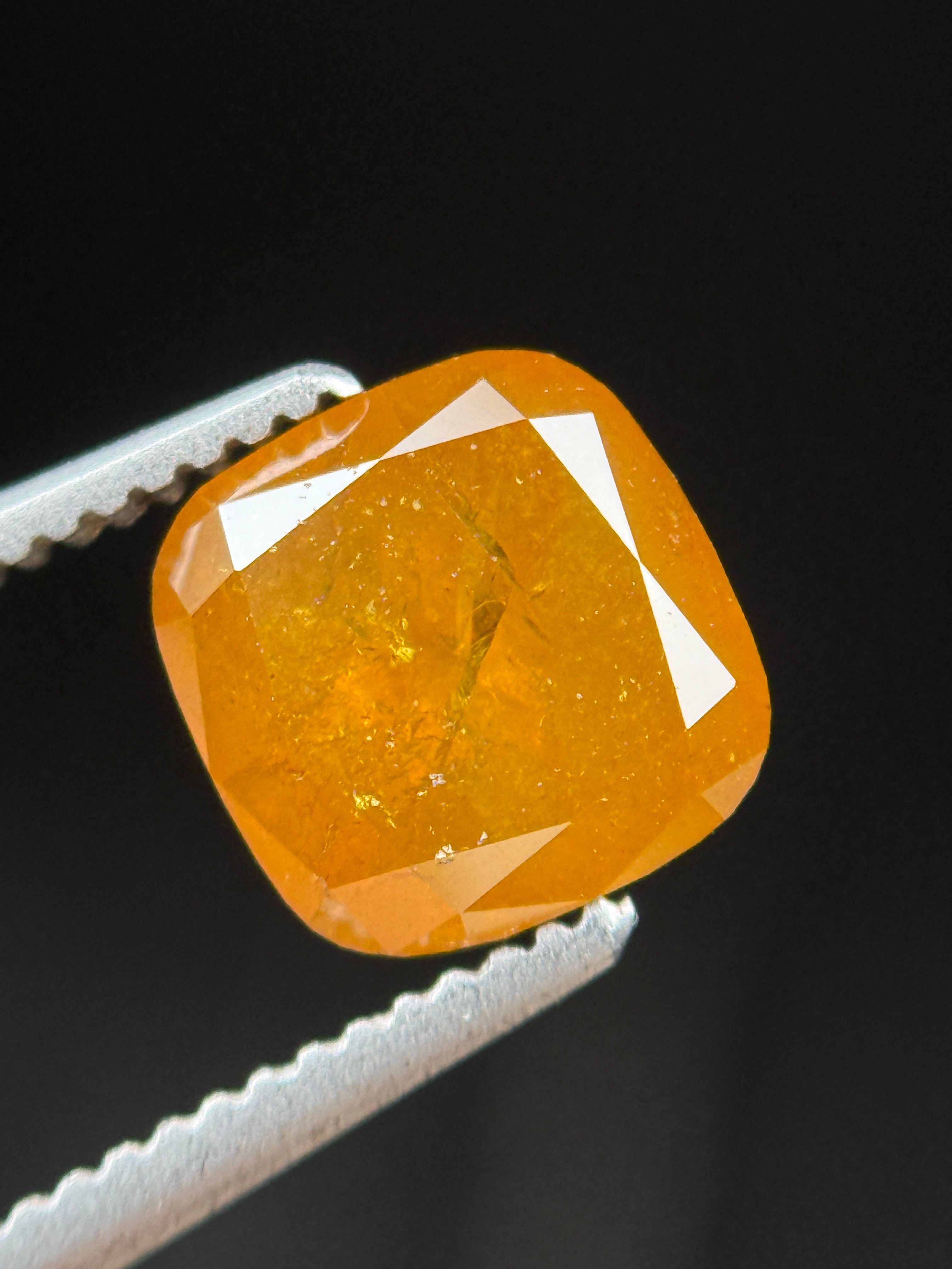 1.70 Ct Cushion Rose Cut Orange Natural Fancy Diamond