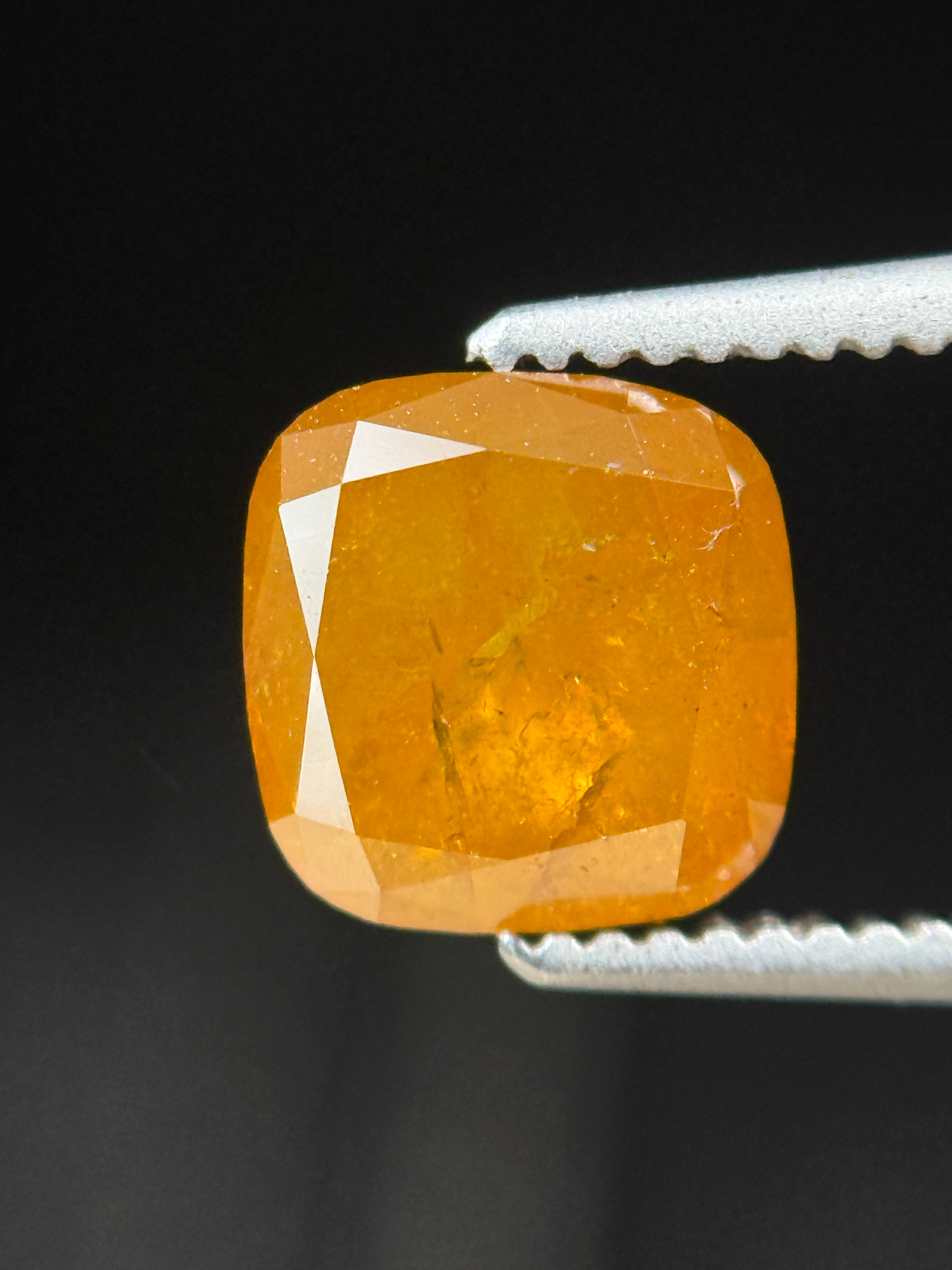 1.70 Ct Cushion Rose Cut Orange Natural Fancy Diamond
