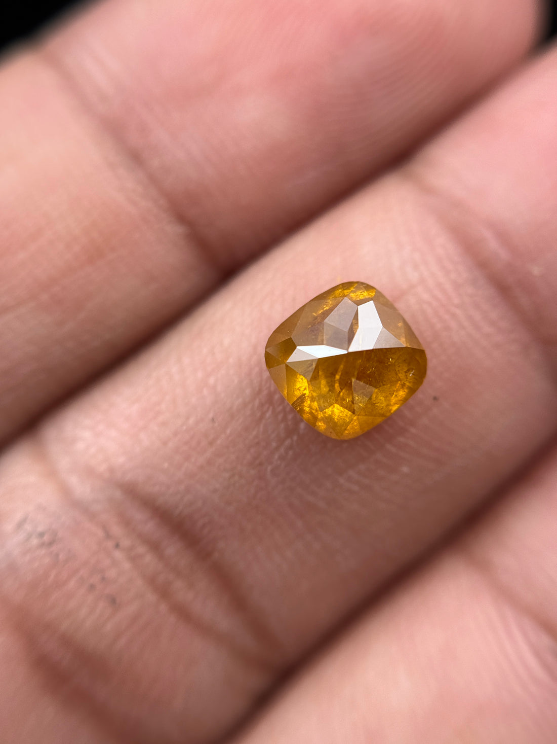 1.70 Ct Cushion Rose Cut Orange Natural Fancy Diamond