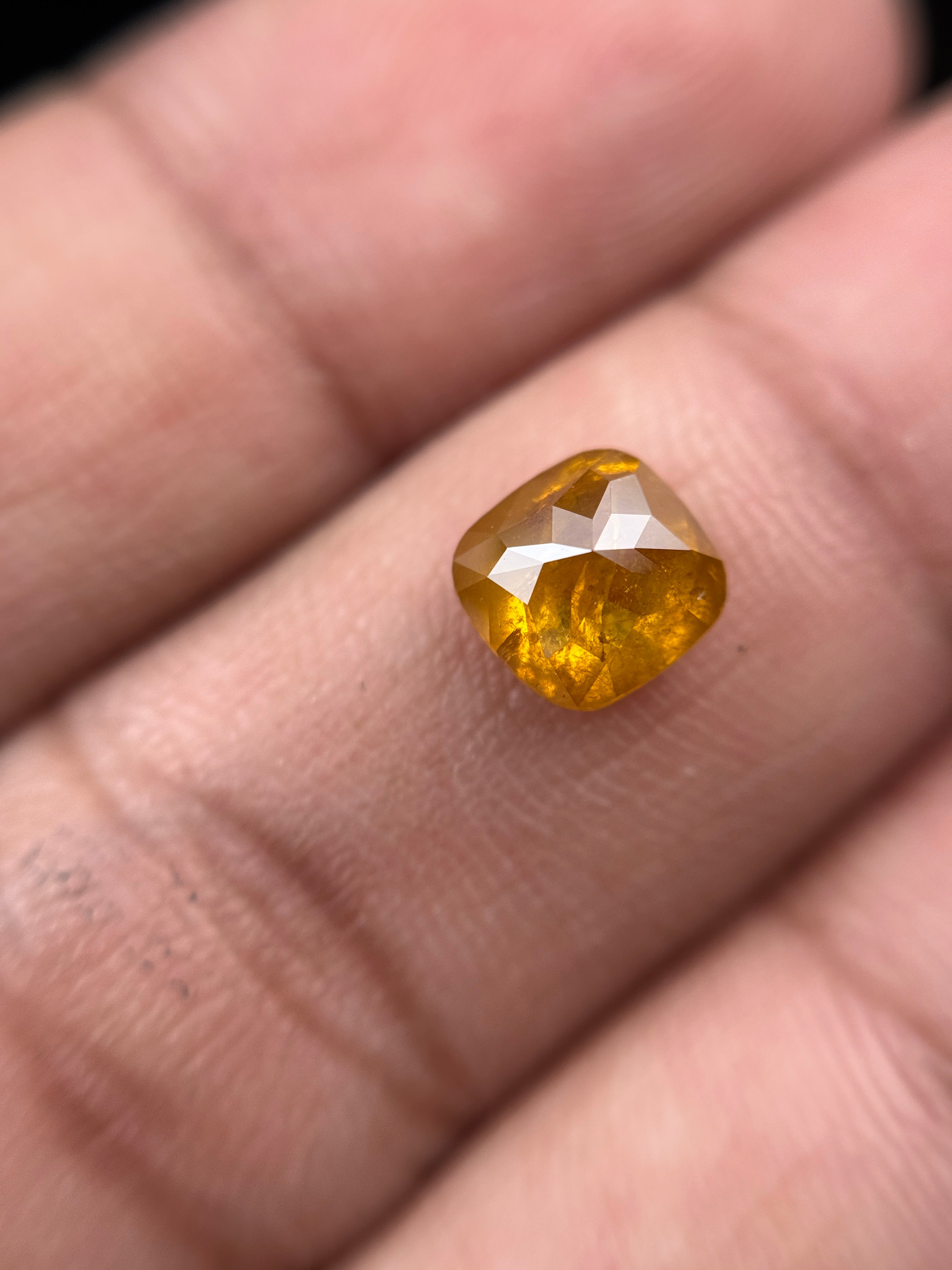 1.70 Ct Cushion Rose Cut Orange Natural Fancy Diamond