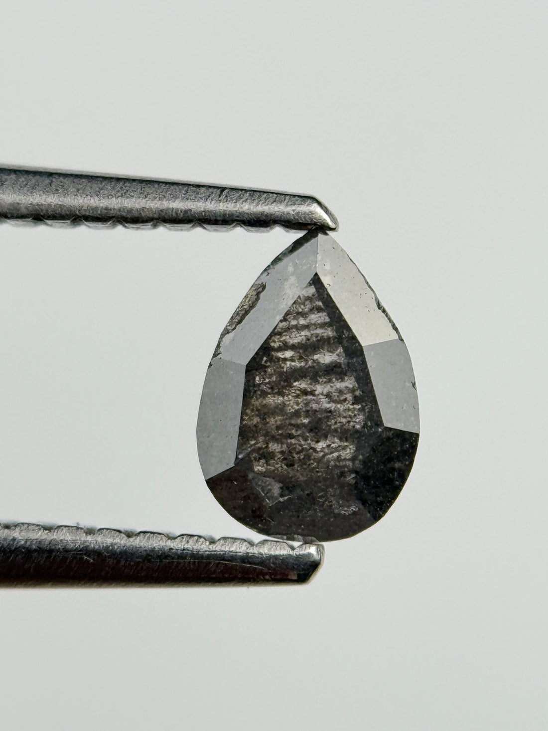 0.50 Ct Pear Rose Cut Grey Natural Salt and Pepper Diamond