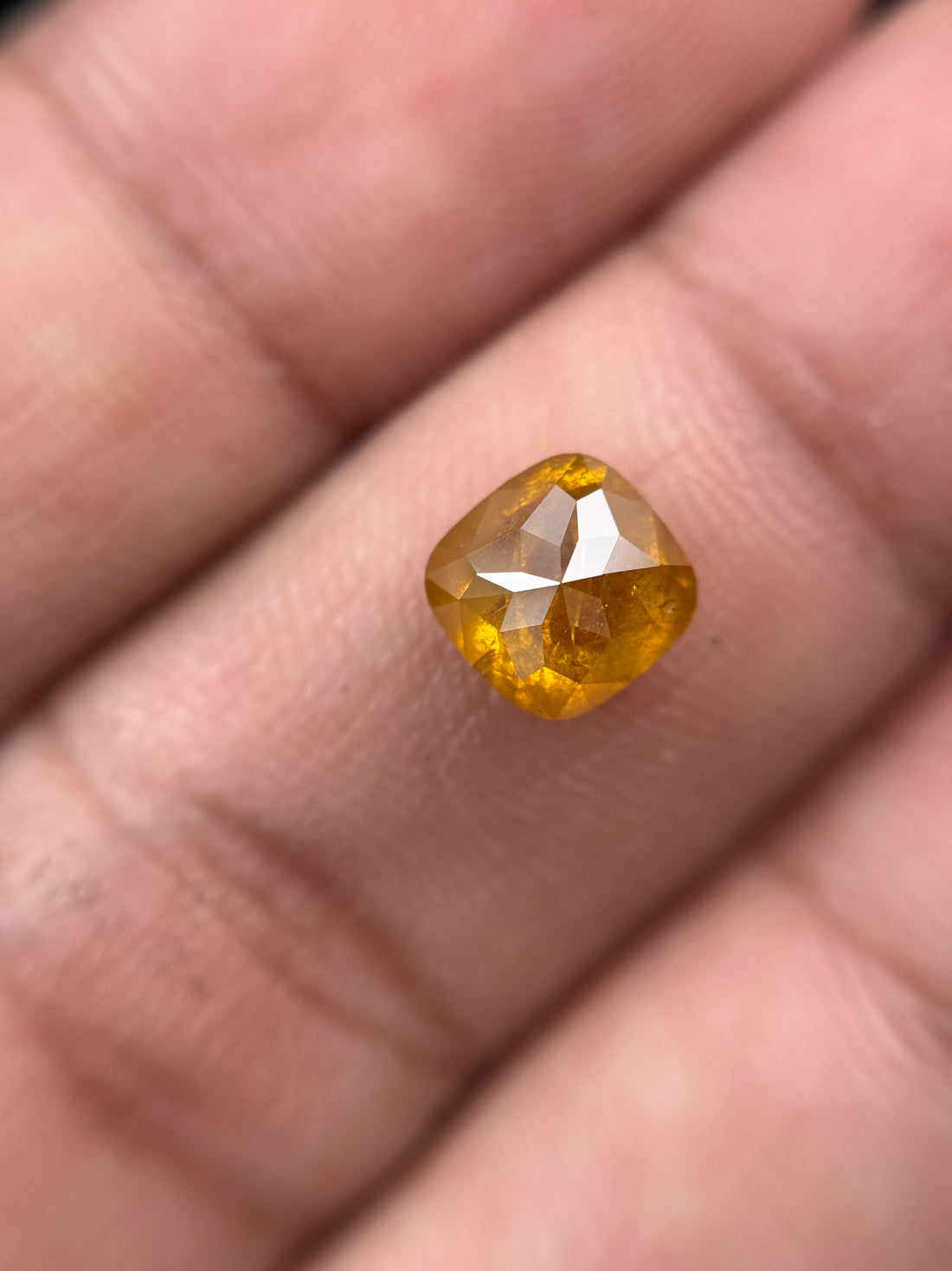 1.70 Ct Cushion Rose Cut Orange Natural Fancy Diamond