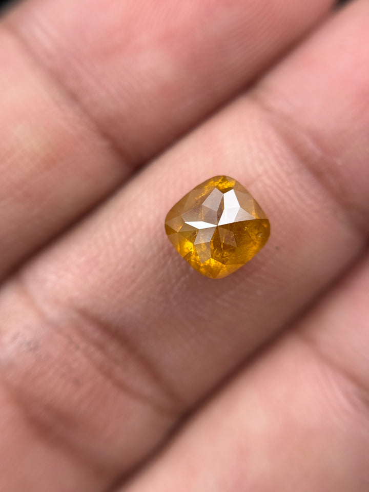 1.70 Ct Cushion Rose Cut Orange Natural Fancy Diamond
