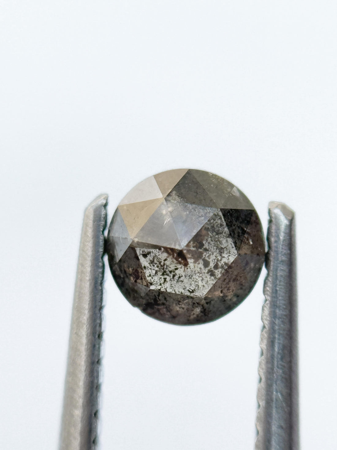 0.54 Ct Round Rose Cut Grey Natural Salt and Pepper Diamond