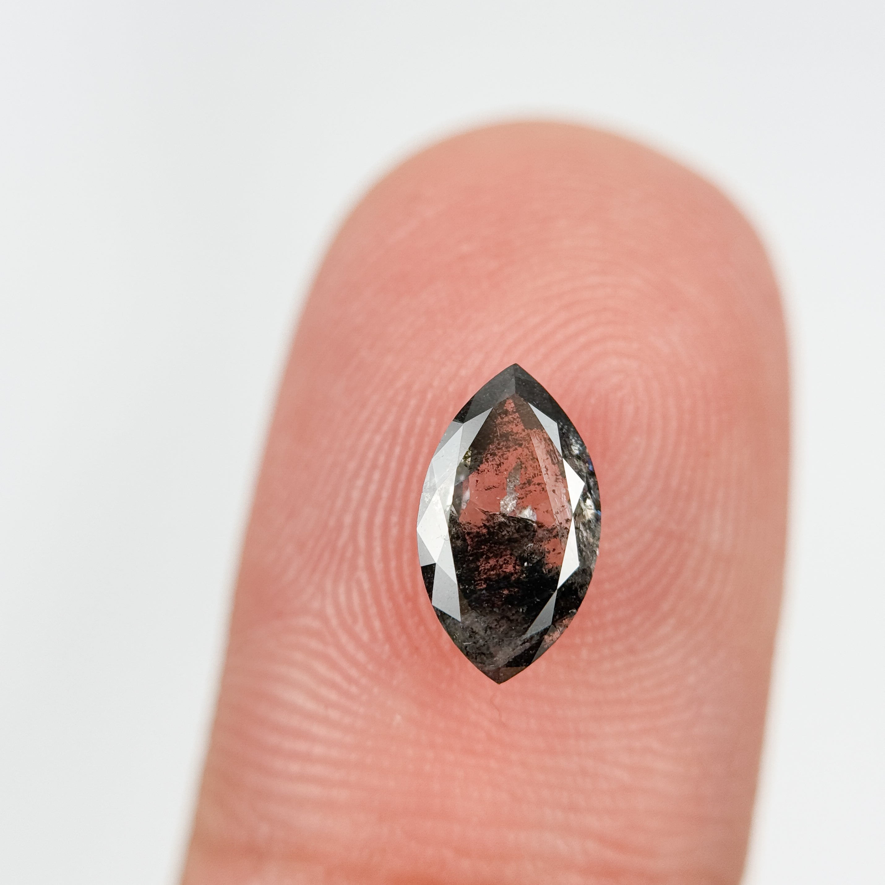 0.92 Ct Marquise Rose Cut Grey Natural Salt and Pepper Diamond