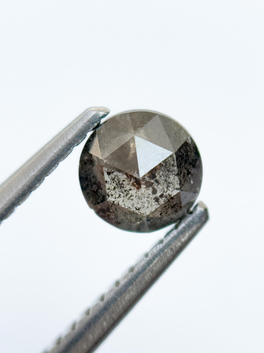 0.54 Ct Round Rose Cut Grey Natural Salt and Pepper Diamond