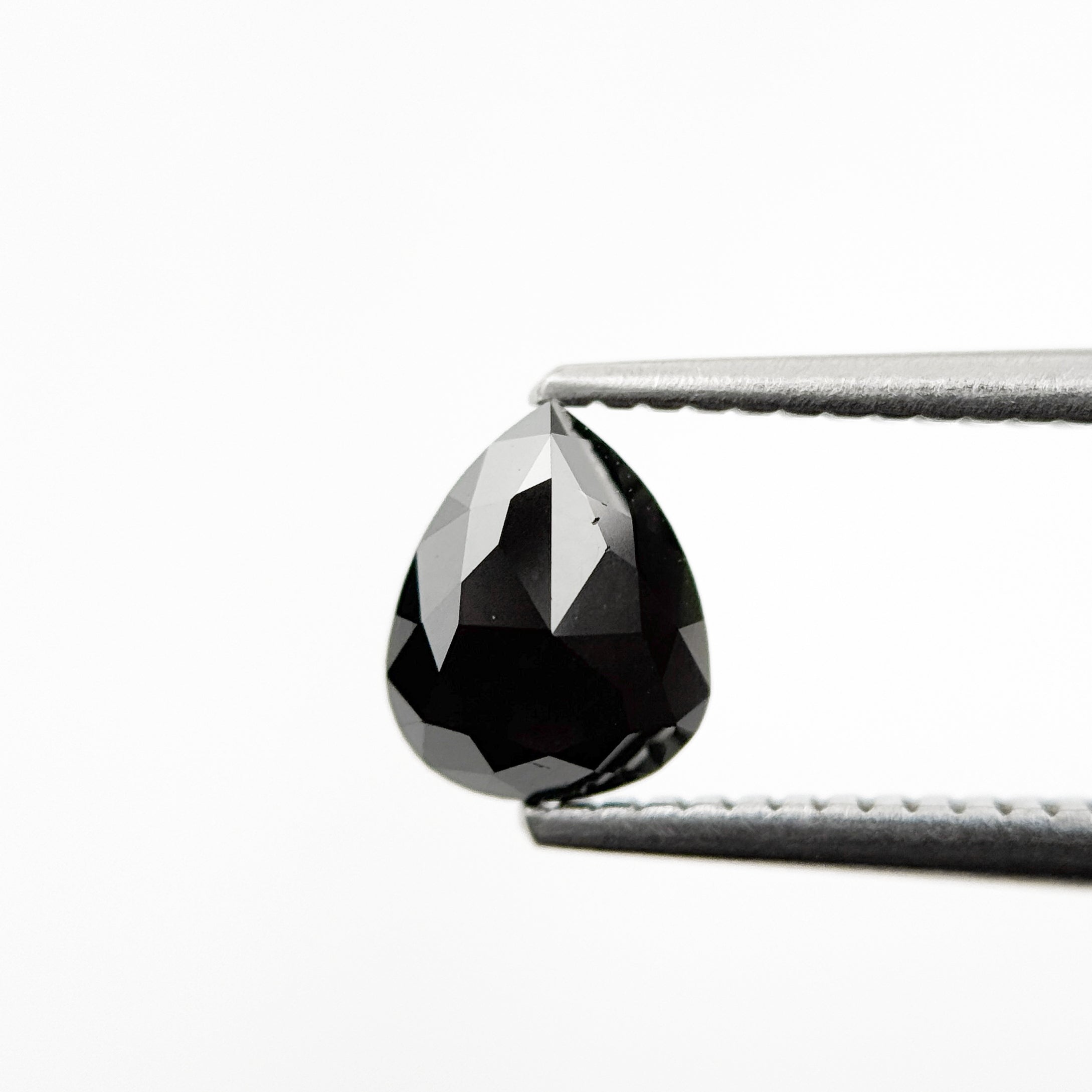 0.93 Ct Pear Rose Cut Black Natural Fancy Diamond