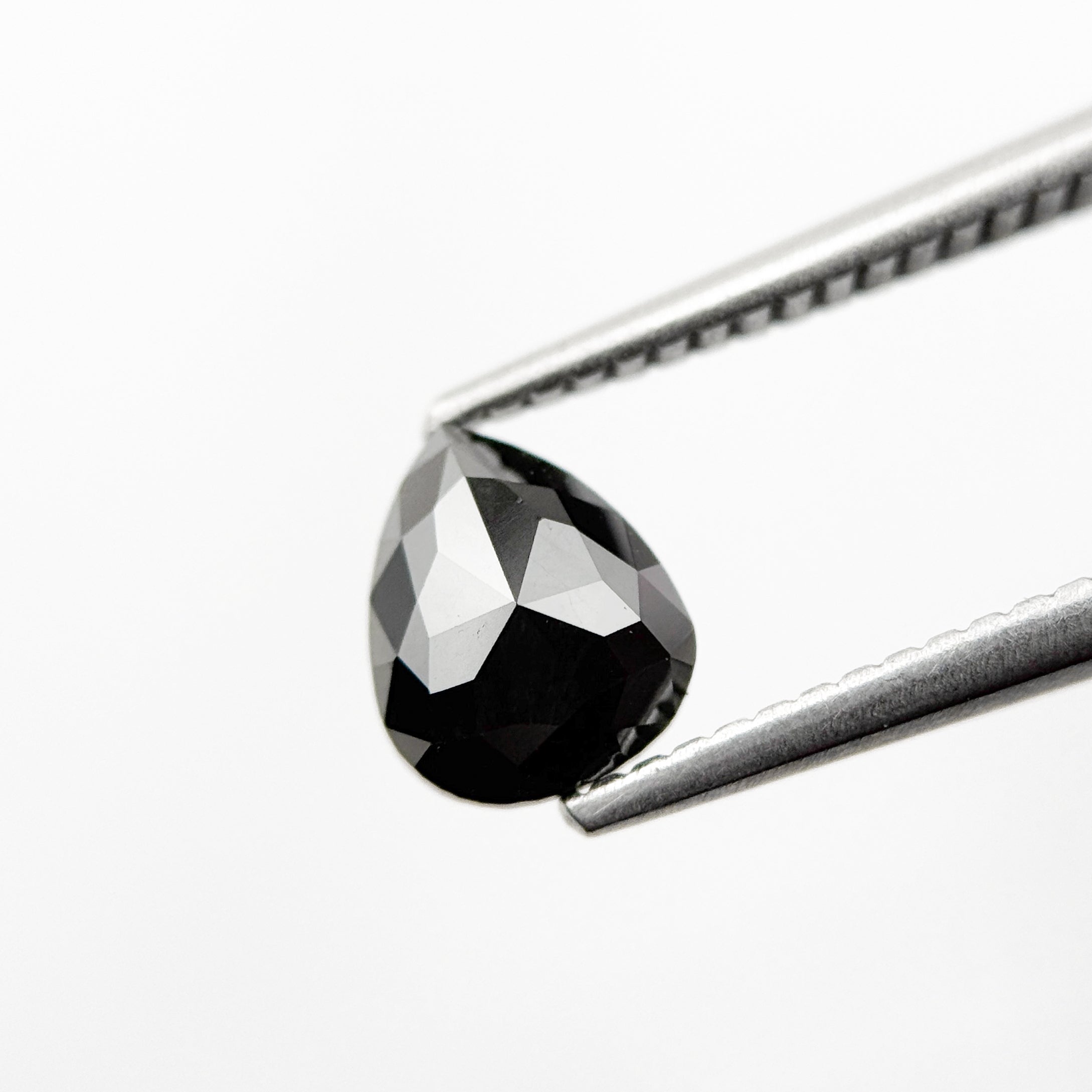 0.93 Ct Pear Rose Cut Black Natural Fancy Diamond