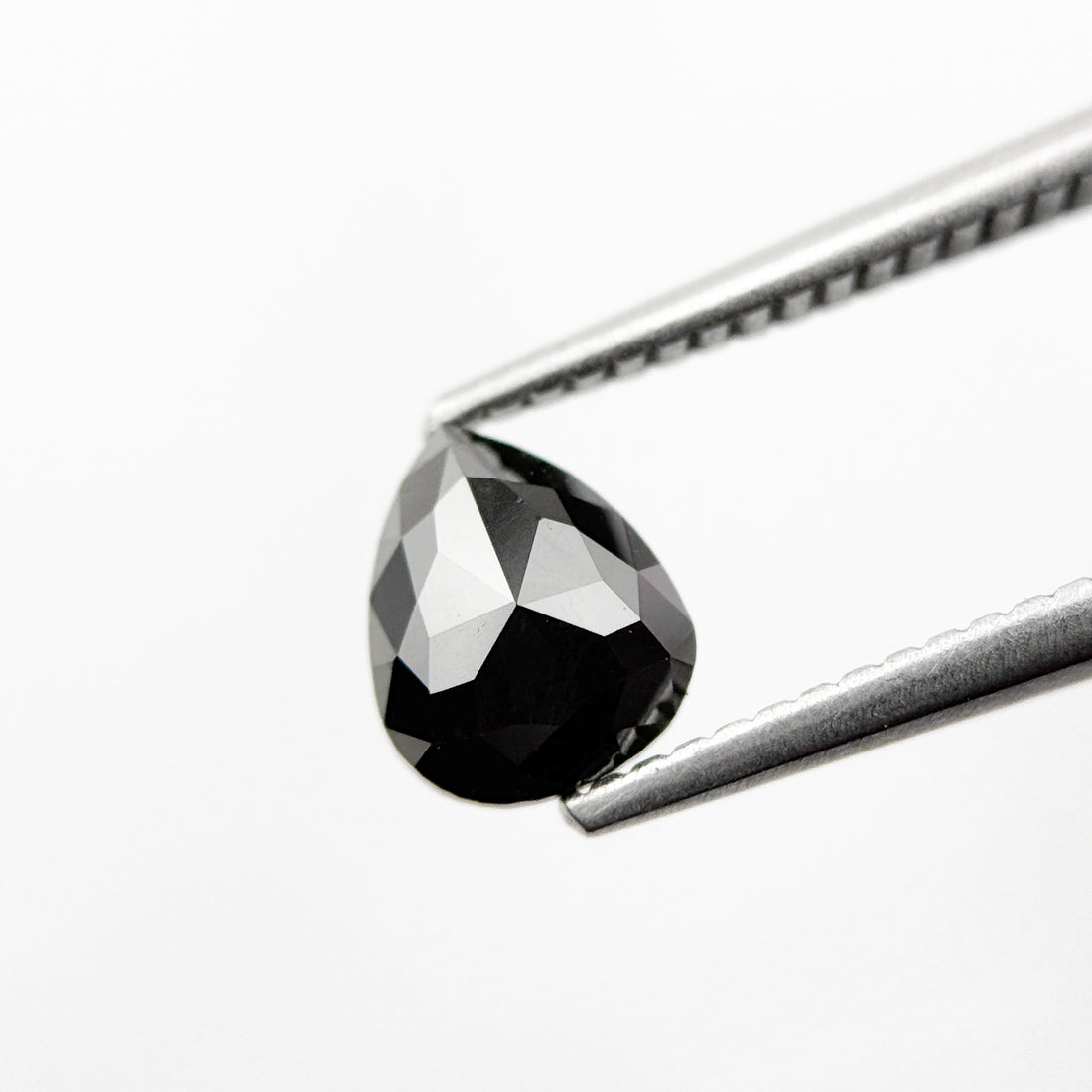 0.93 Ct Pear Rose Cut Black Natural Fancy Diamond