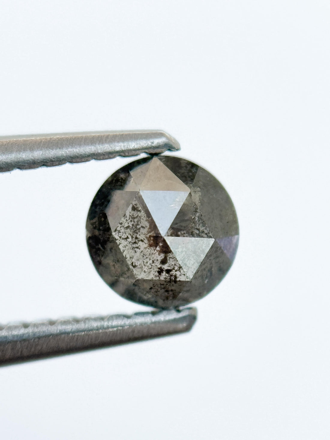 0.54 Ct Round Rose Cut Grey Natural Salt and Pepper Diamond