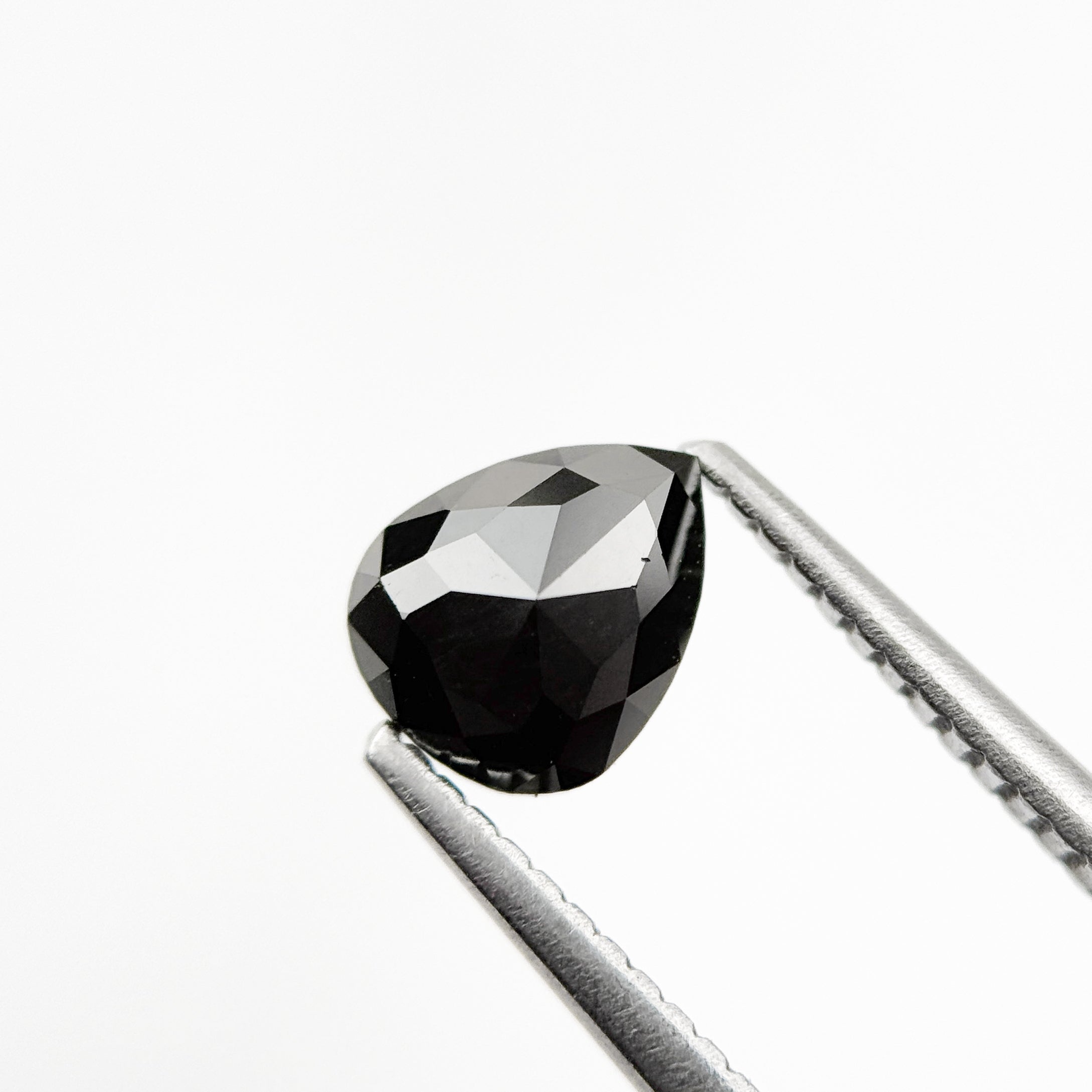 0.93 Ct Pear Rose Cut Black Natural Fancy Diamond