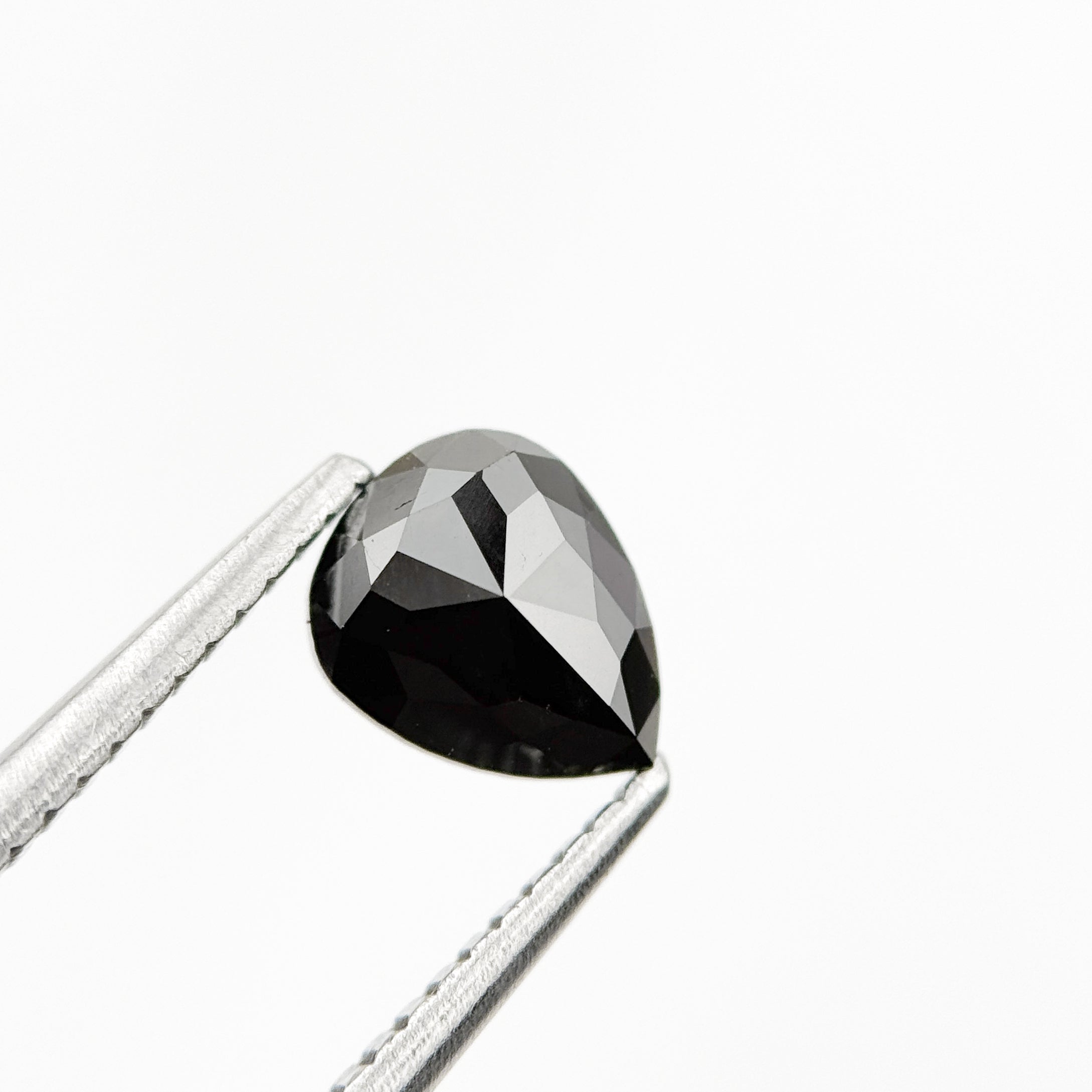 0.93 Ct Pear Rose Cut Black Natural Fancy Diamond