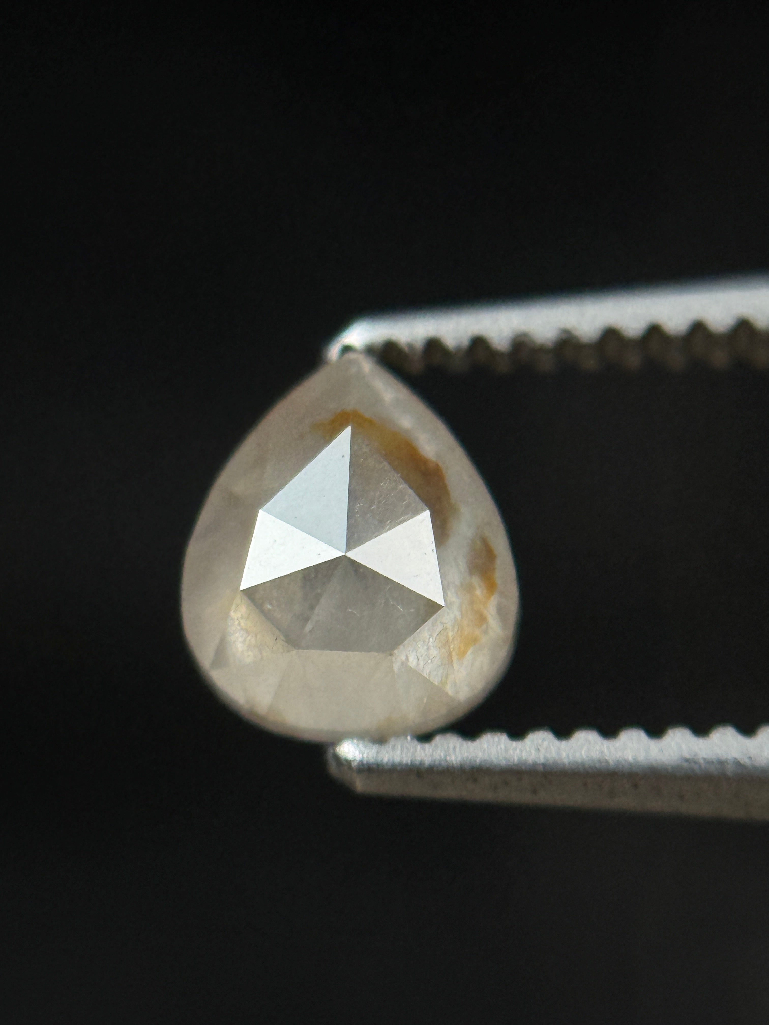 0.62 Ct Pear Rose Cut White Natural Fancy Diamond