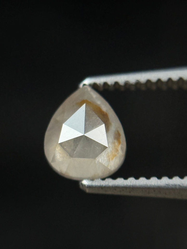 0.62 Ct Pear Rose Cut White Natural Fancy Diamond