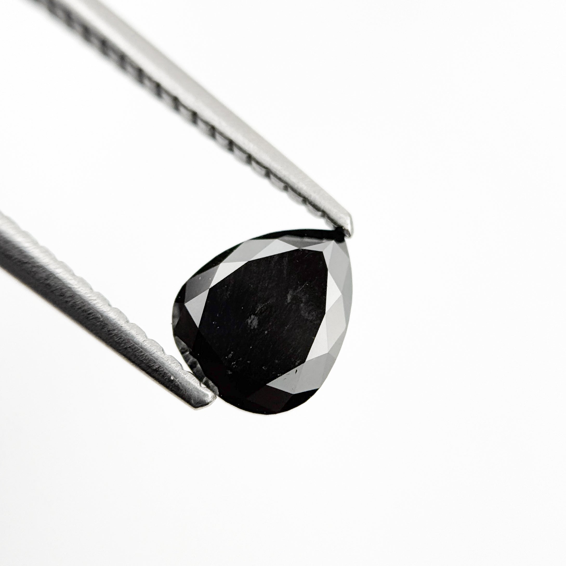 0.93 Ct Pear Rose Cut Black Natural Fancy Diamond