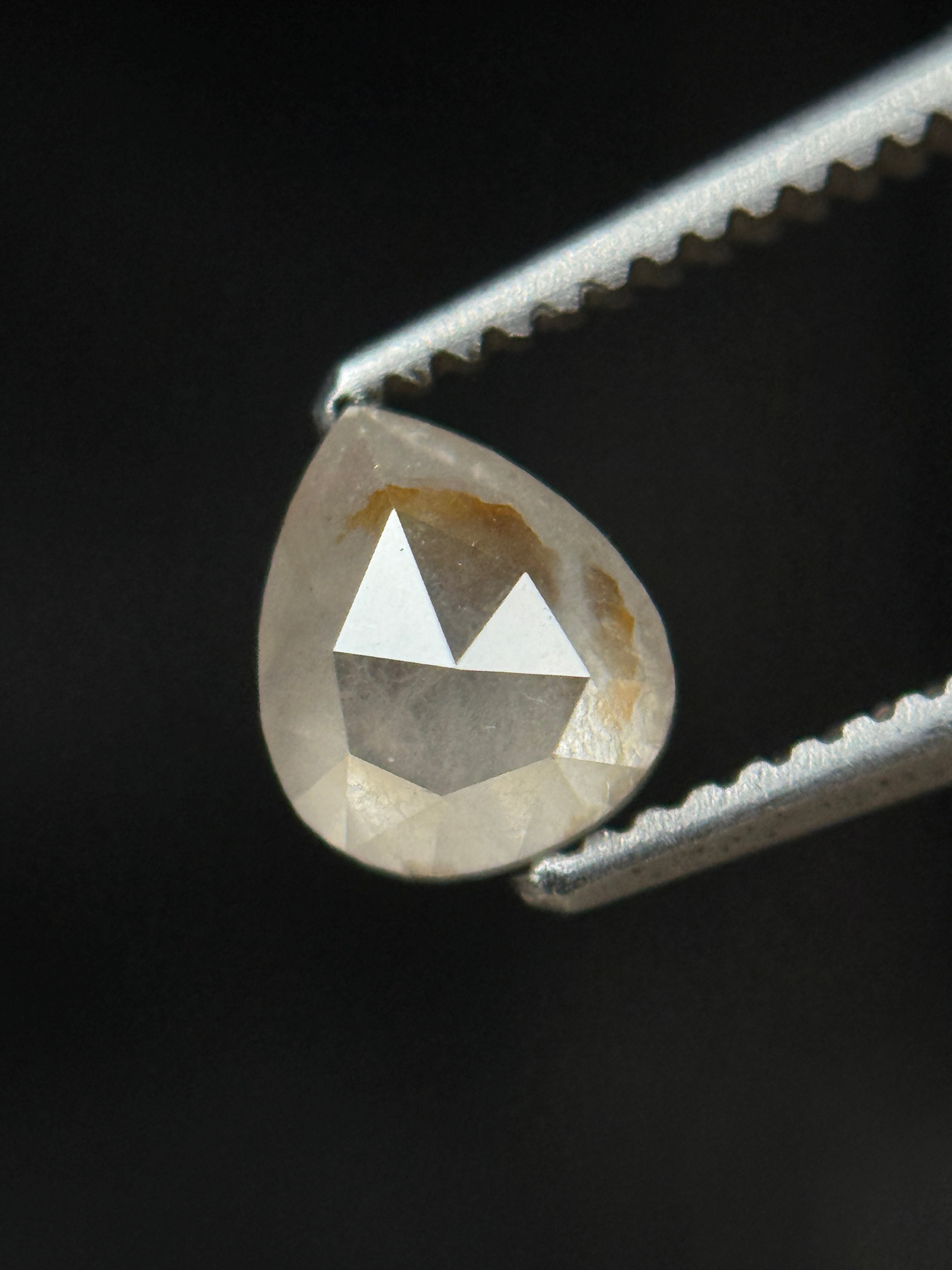 0.62 Ct Pear Rose Cut White Natural Fancy Diamond