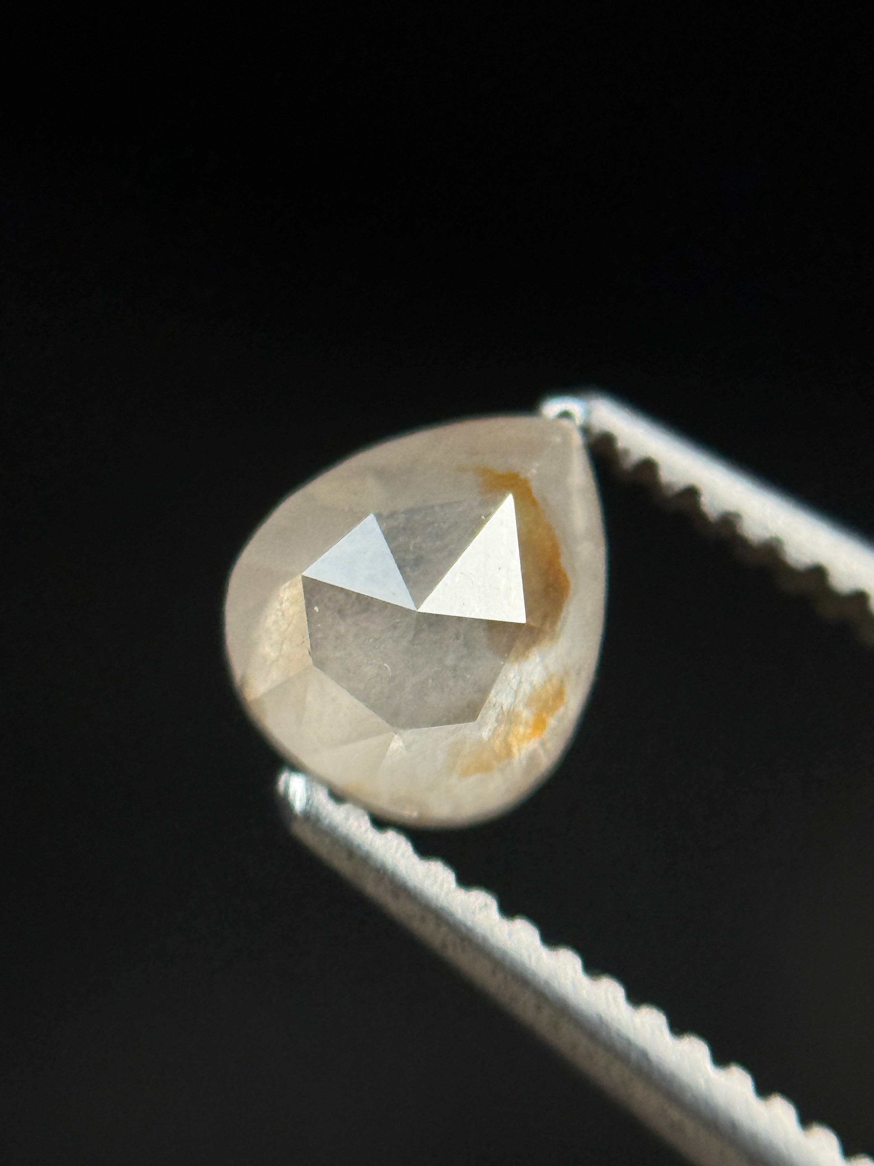 0.62 Ct Pear Rose Cut White Natural Fancy Diamond