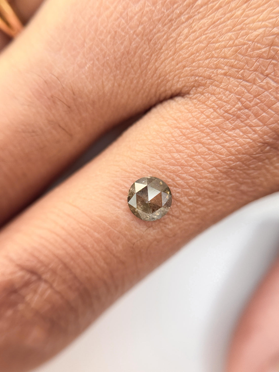 0.54 Ct Round Rose Cut Grey Natural Salt and Pepper Diamond