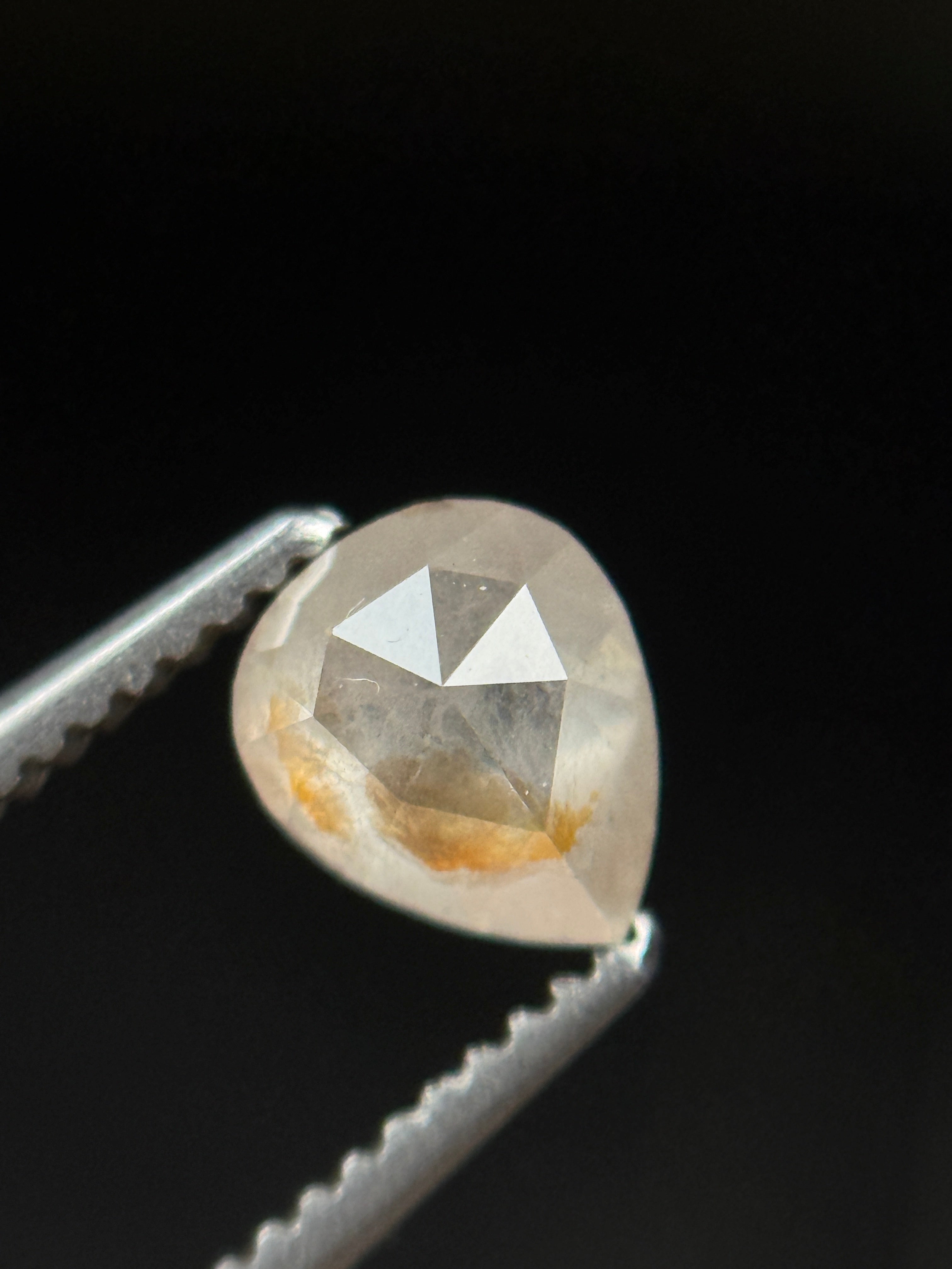 0.62 Ct Pear Rose Cut White Natural Fancy Diamond