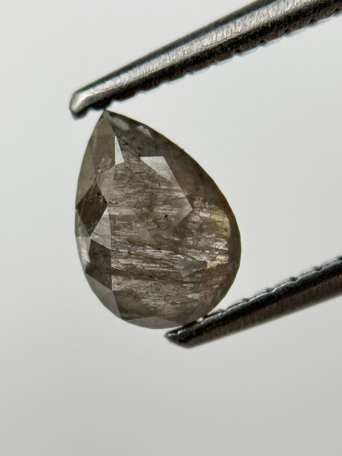 0.76 Ct Pear Rose Cut Grey Natural Salt and Pepper Diamond