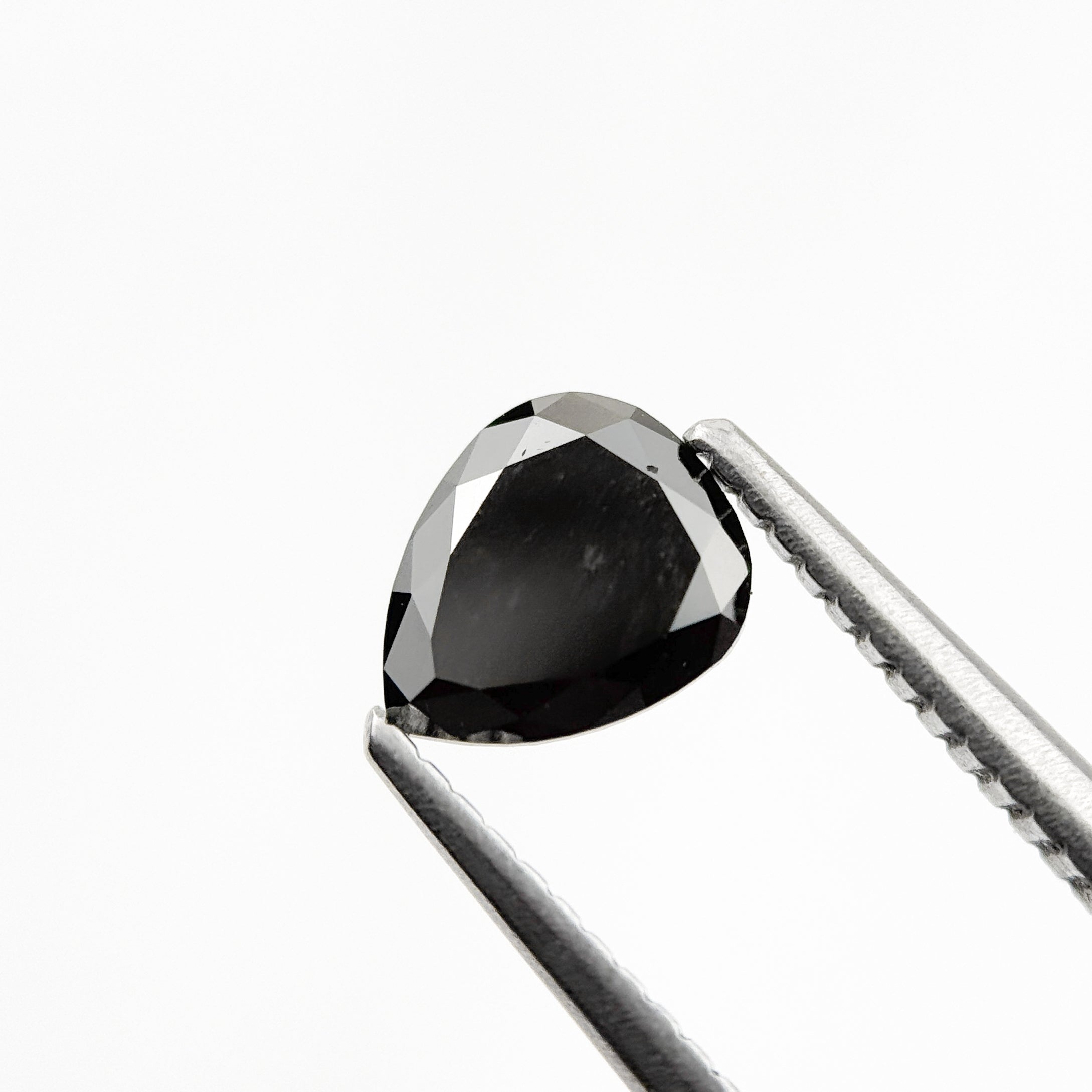 0.93 Ct Pear Rose Cut Black Natural Fancy Diamond
