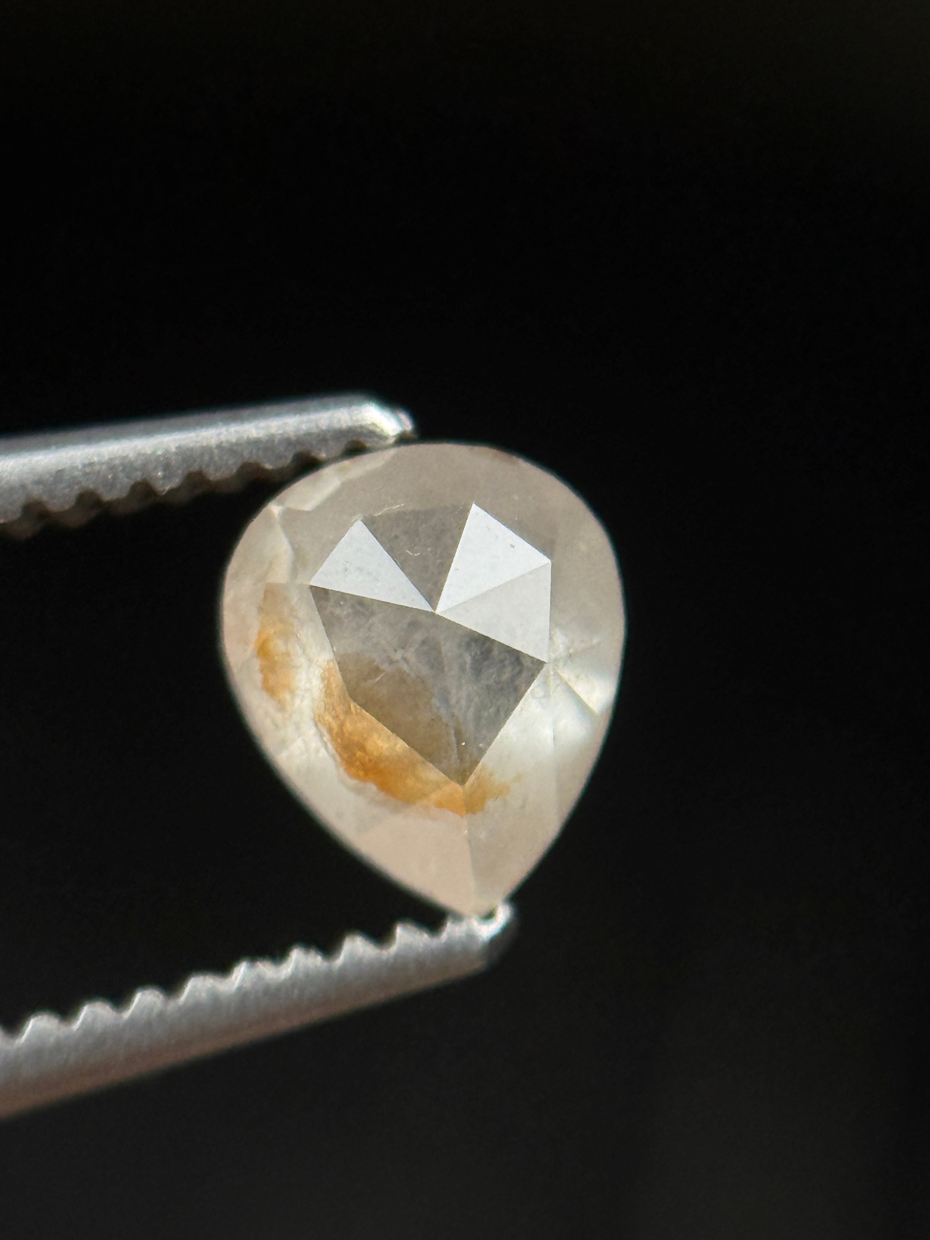 0.62 Ct Pear Rose Cut White Natural Fancy Diamond
