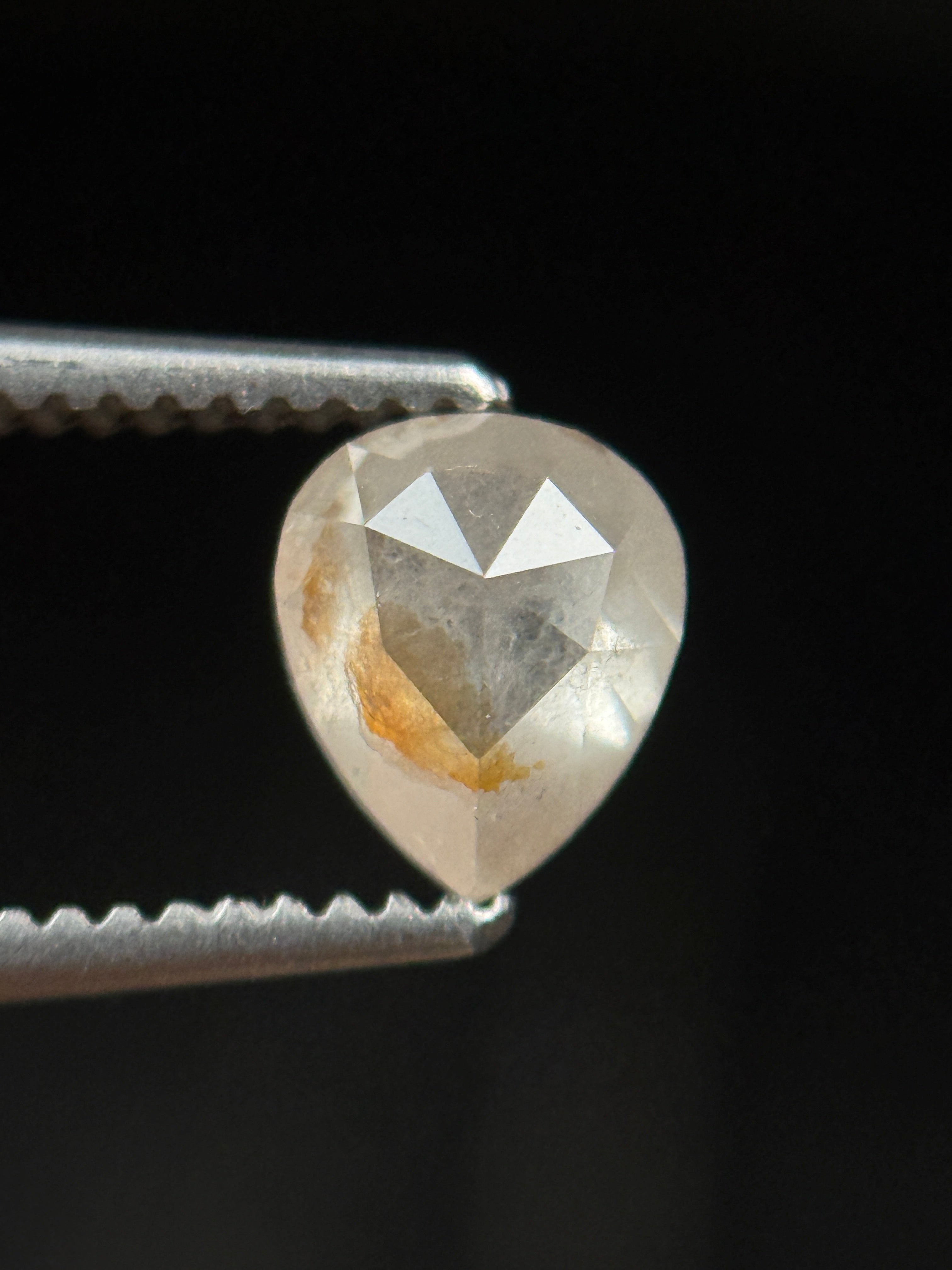 0.62 Ct Pear Rose Cut White Natural Fancy Diamond