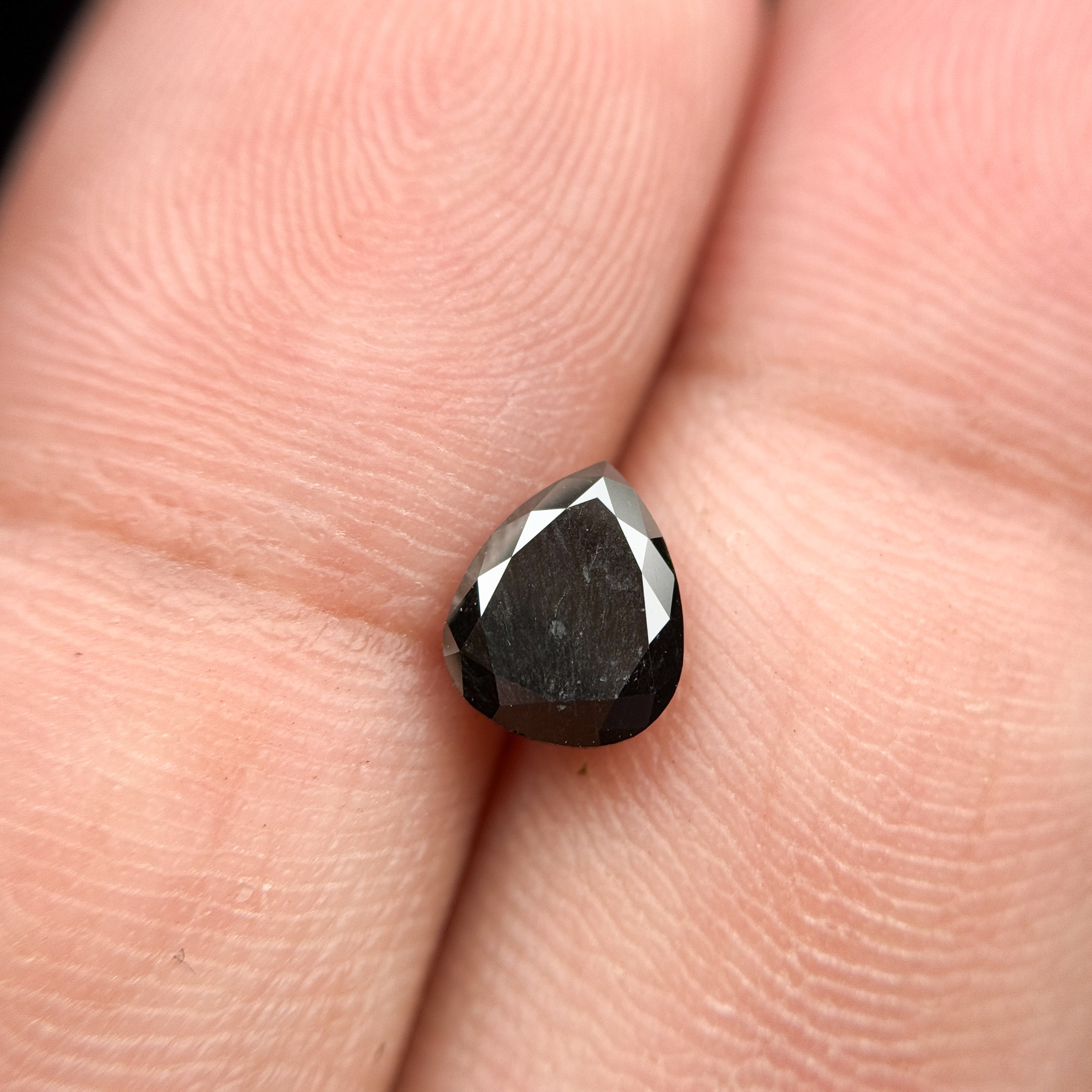 0.93 Ct Pear Rose Cut Black Natural Fancy Diamond