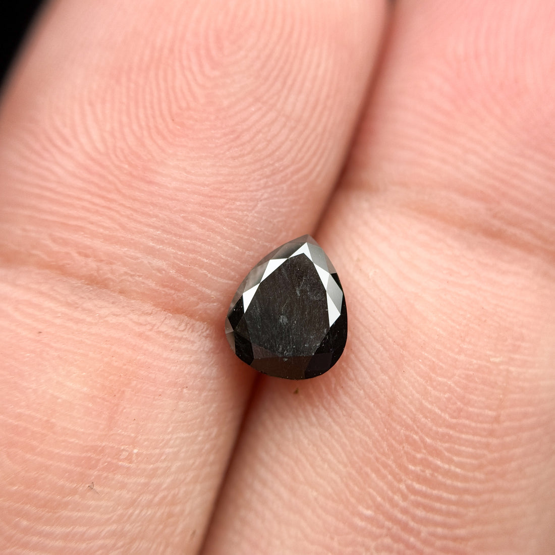 0.93 Ct Pear Rose Cut Black Natural Fancy Diamond
