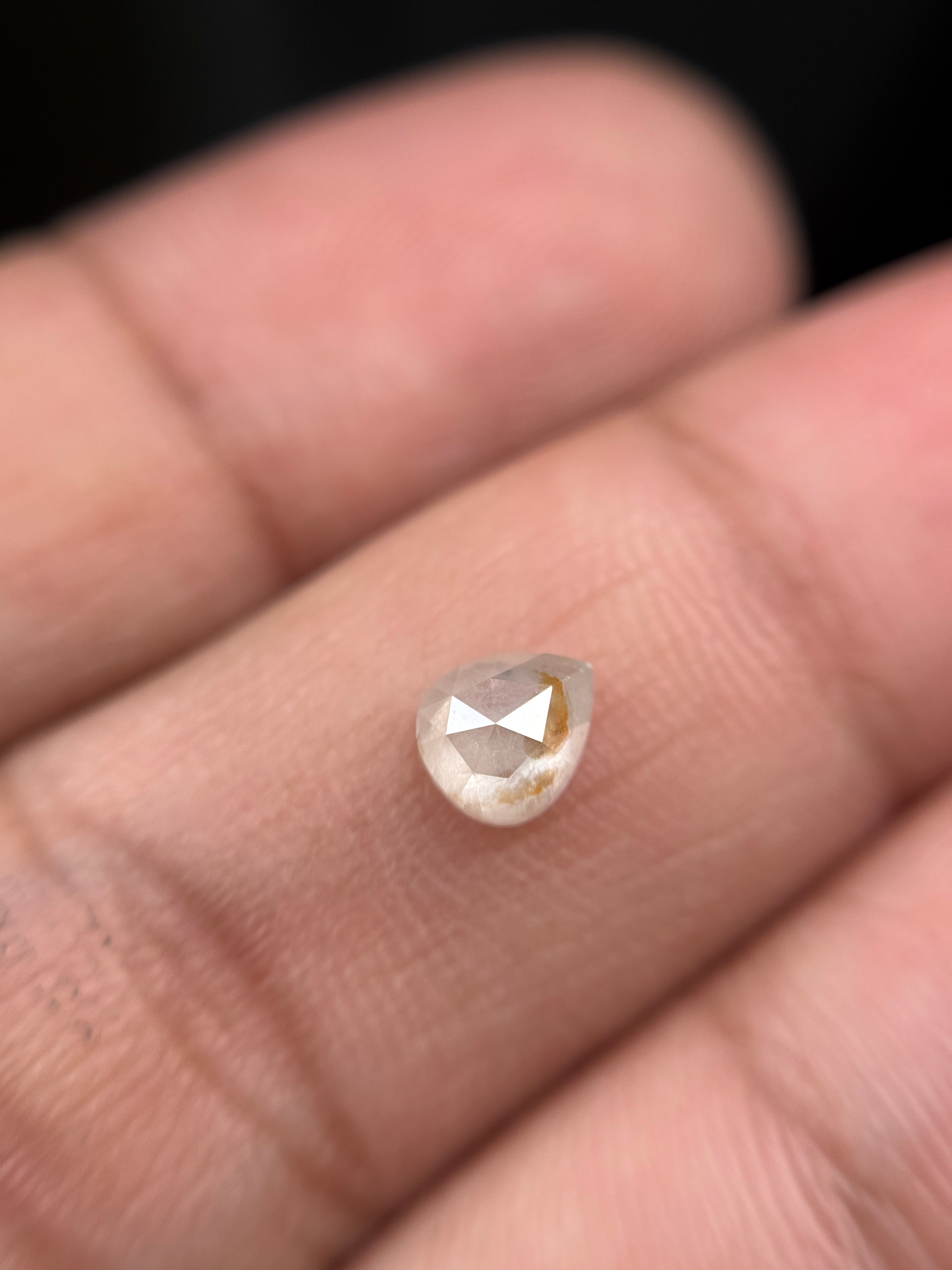 0.62 Ct Pear Rose Cut White Natural Fancy Diamond