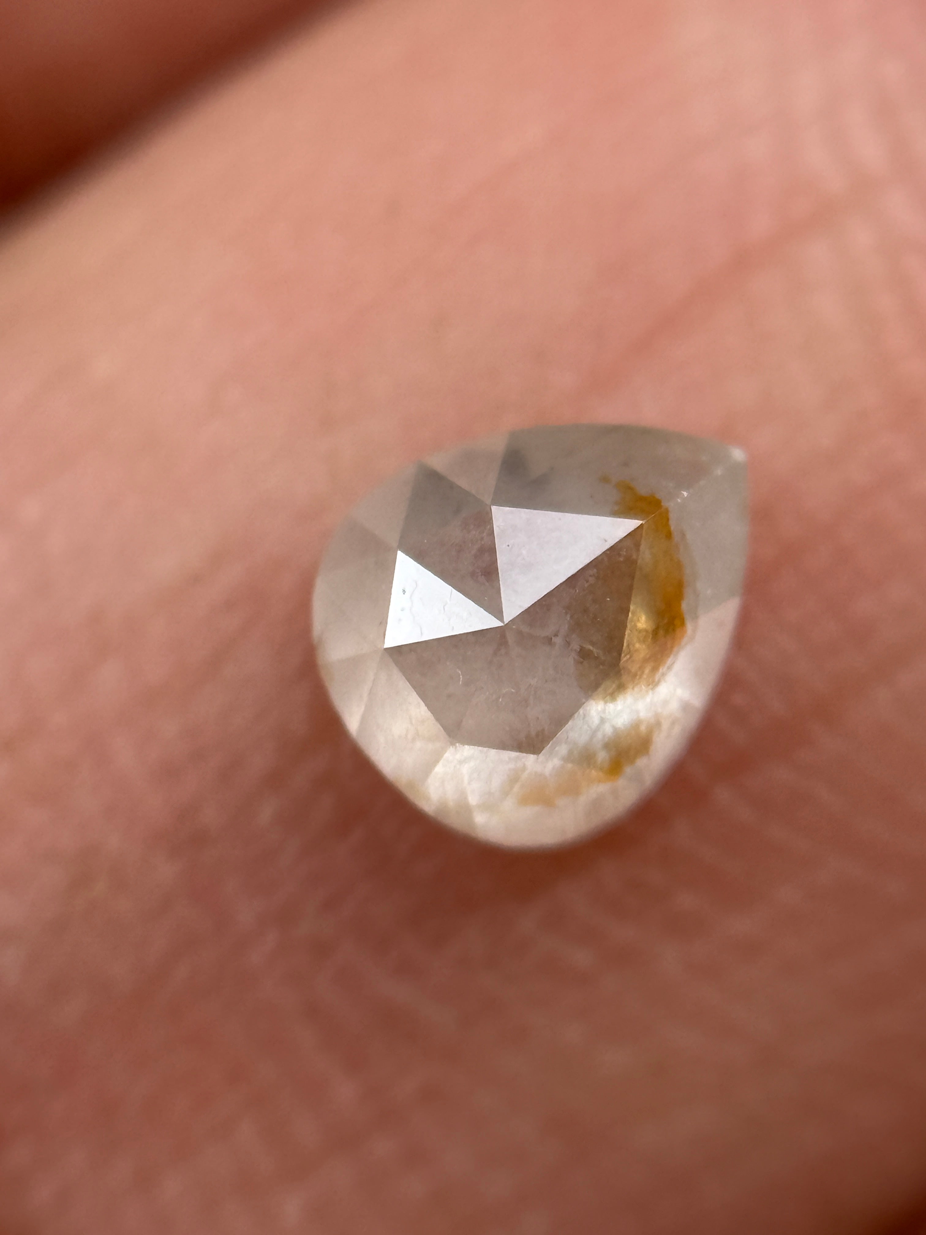 0.62 Ct Pear Rose Cut White Natural Fancy Diamond