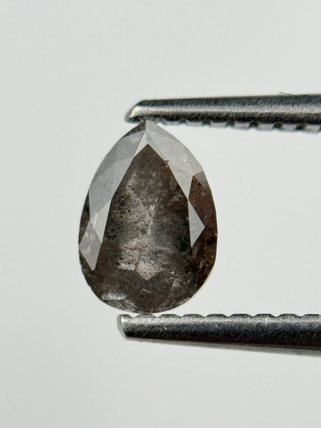 0.77 Ct Pear Rose Cut Grey Natural Salt and Pepper Diamond