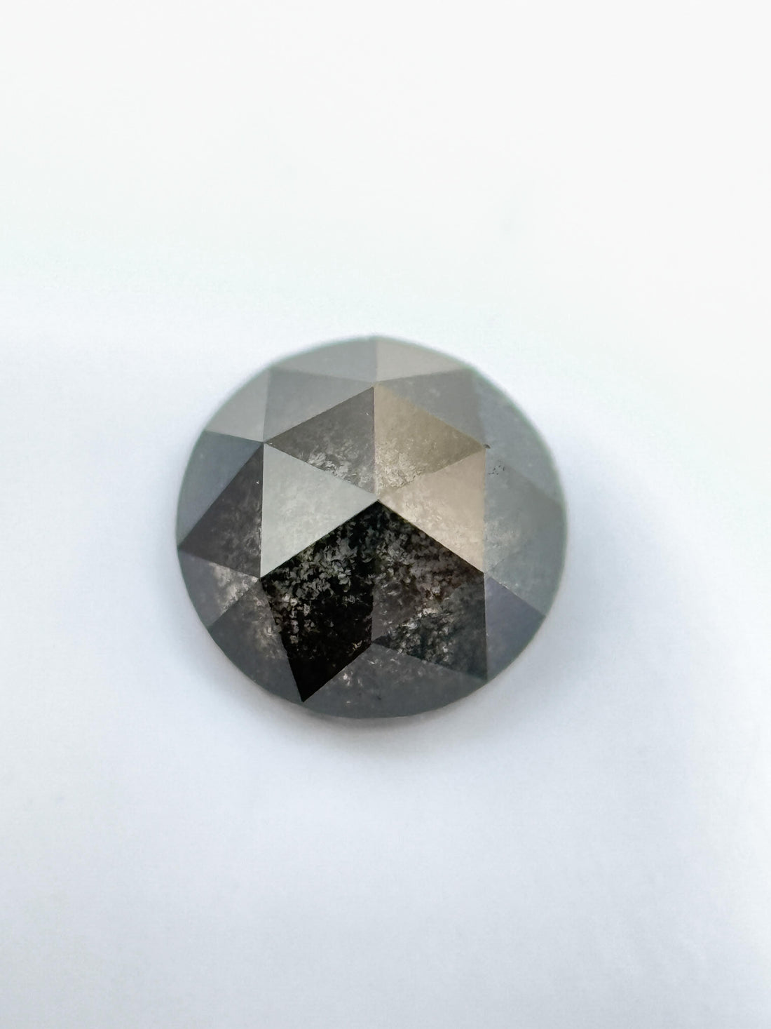 0.68 Ct Round Rose Cut Grey Natural Fancy Diamond