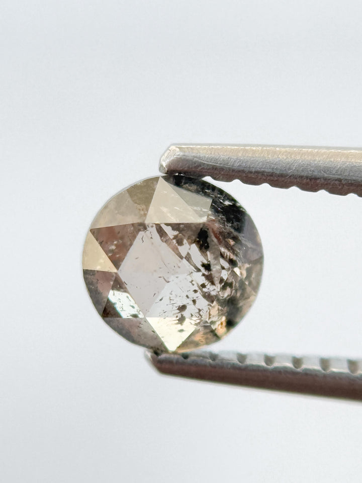 0.58 Ct Round Rose Cut Grey Natural Salt and Pepper Diamond