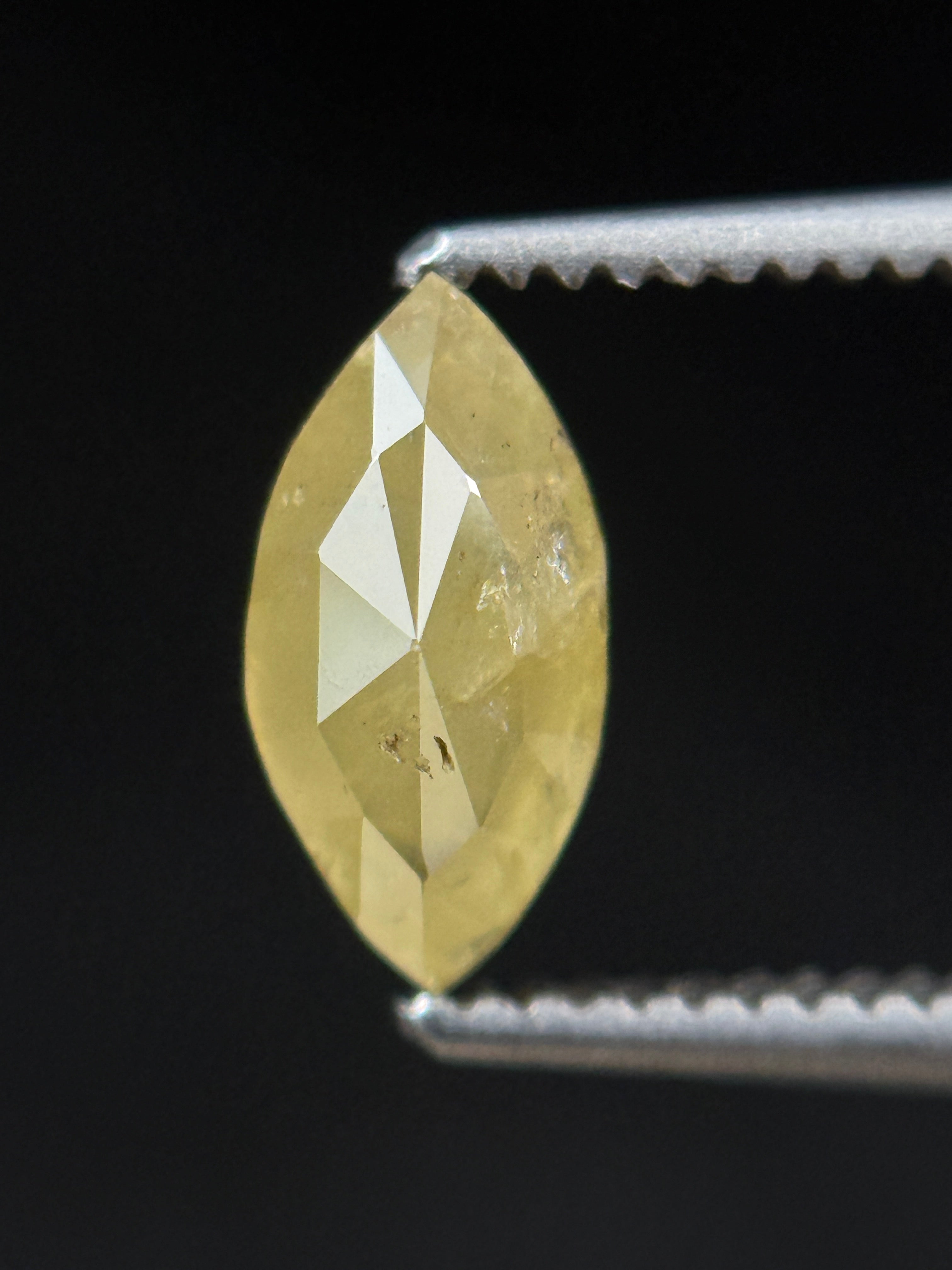 0.72 Ct Marquise Rose Cut Yellow Natural Minimalist Diamond