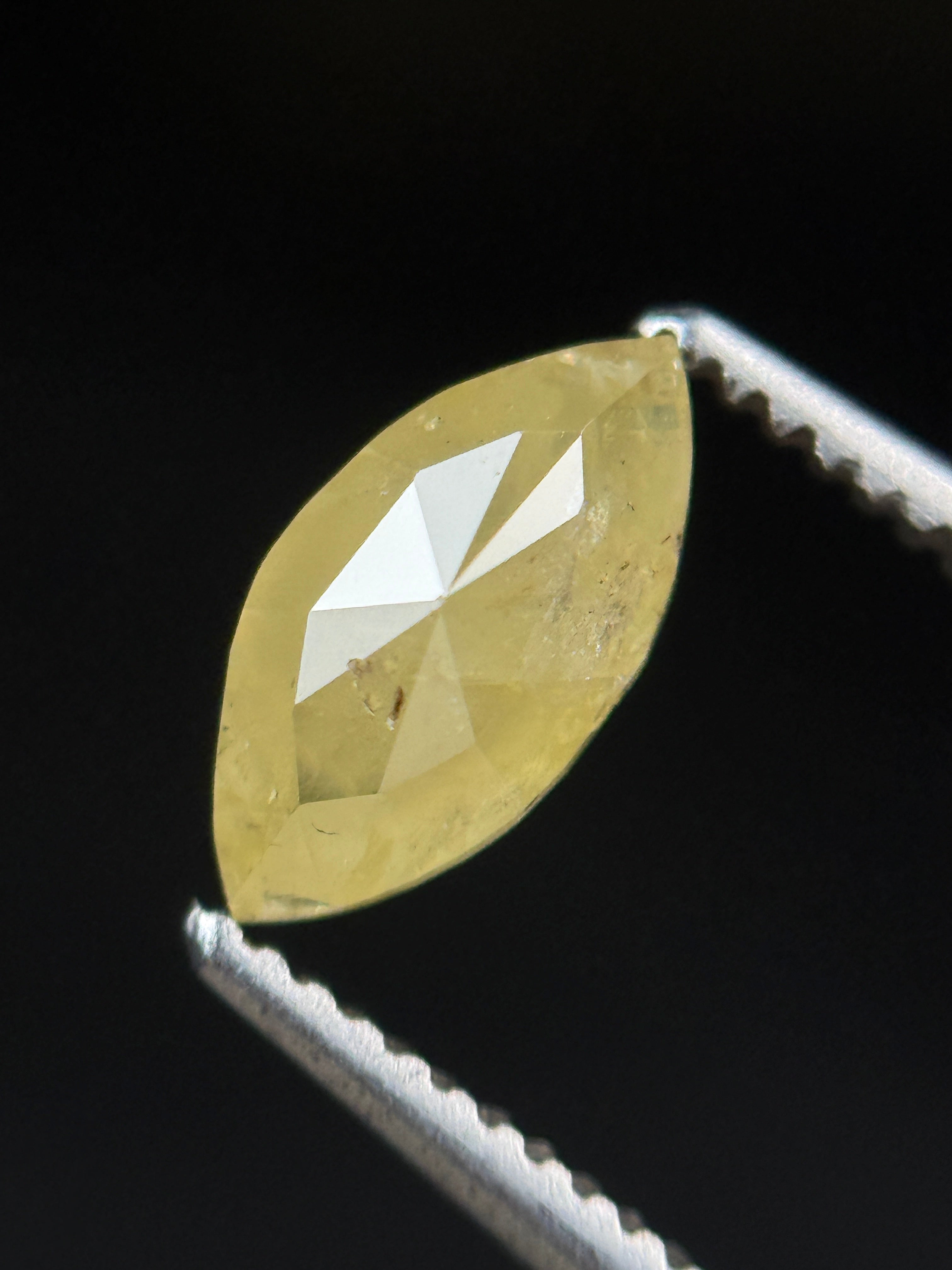 0.72 Ct Marquise Rose Cut Yellow Natural Minimalist Diamond