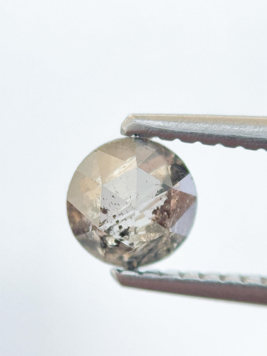 0.58 Ct Round Rose Cut Grey Natural Salt and Pepper Diamond
