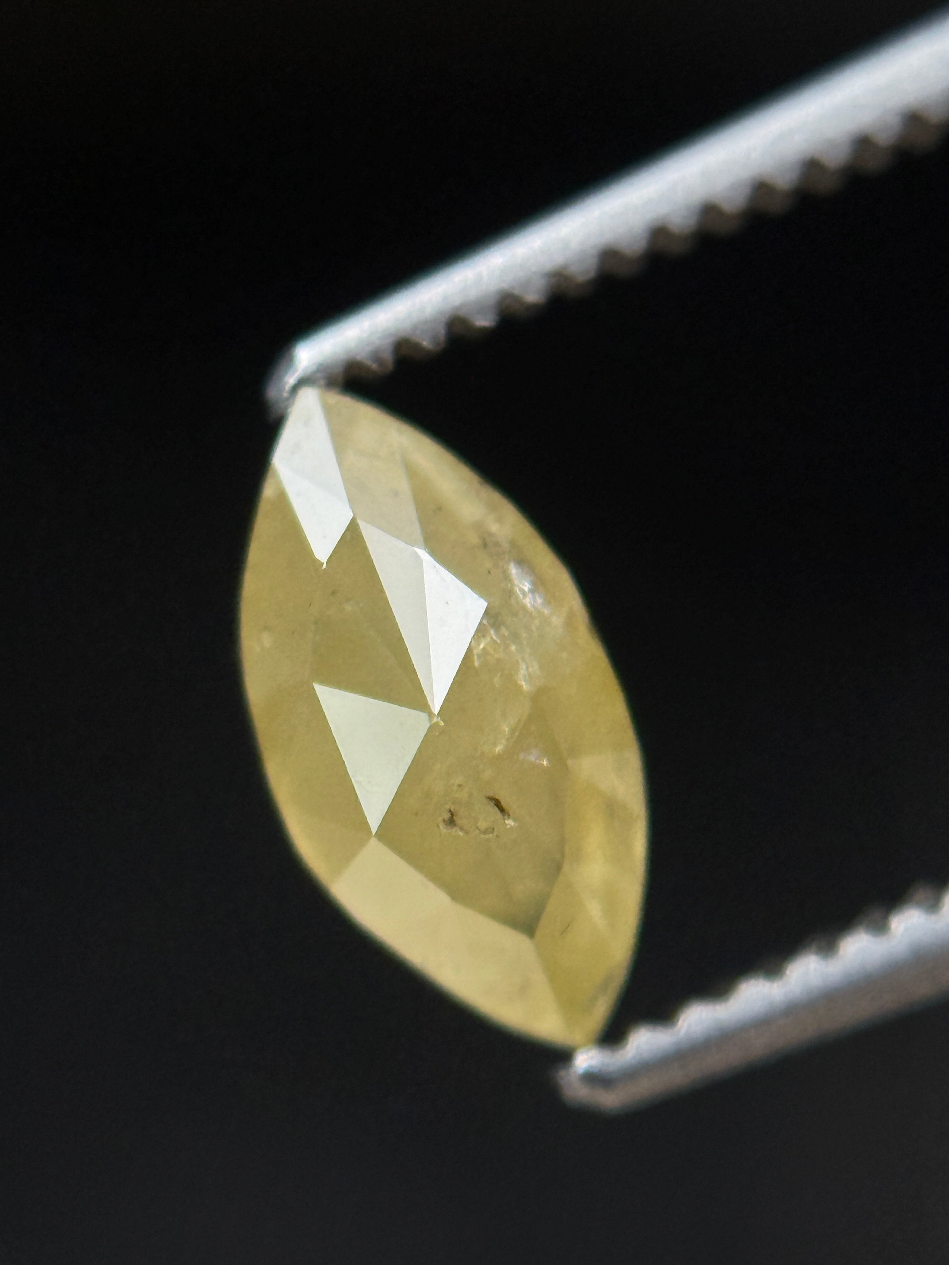 0.72 Ct Marquise Rose Cut Yellow Natural Minimalist Diamond