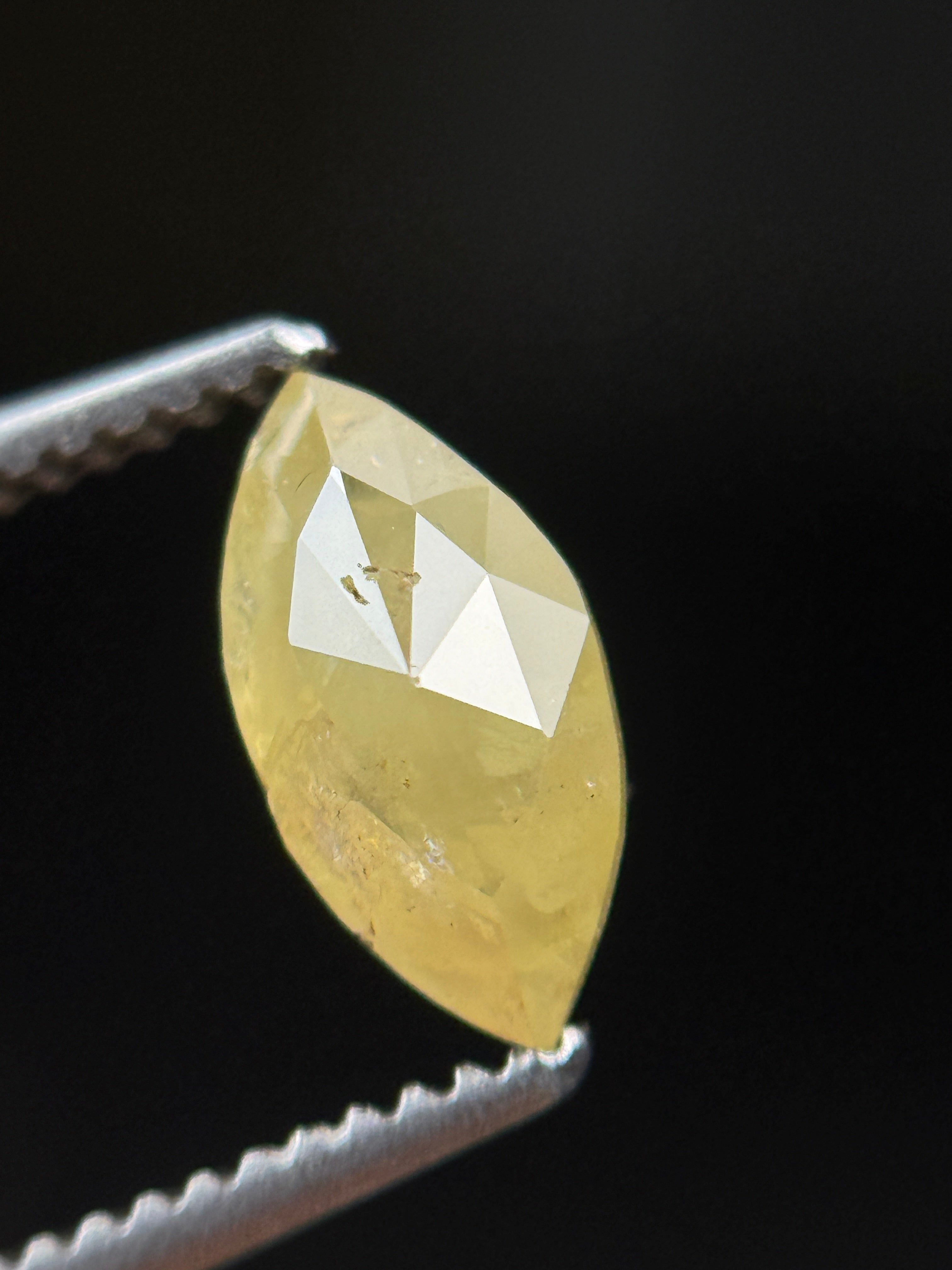 0.72 Ct Marquise Rose Cut Yellow Natural Minimalist Diamond