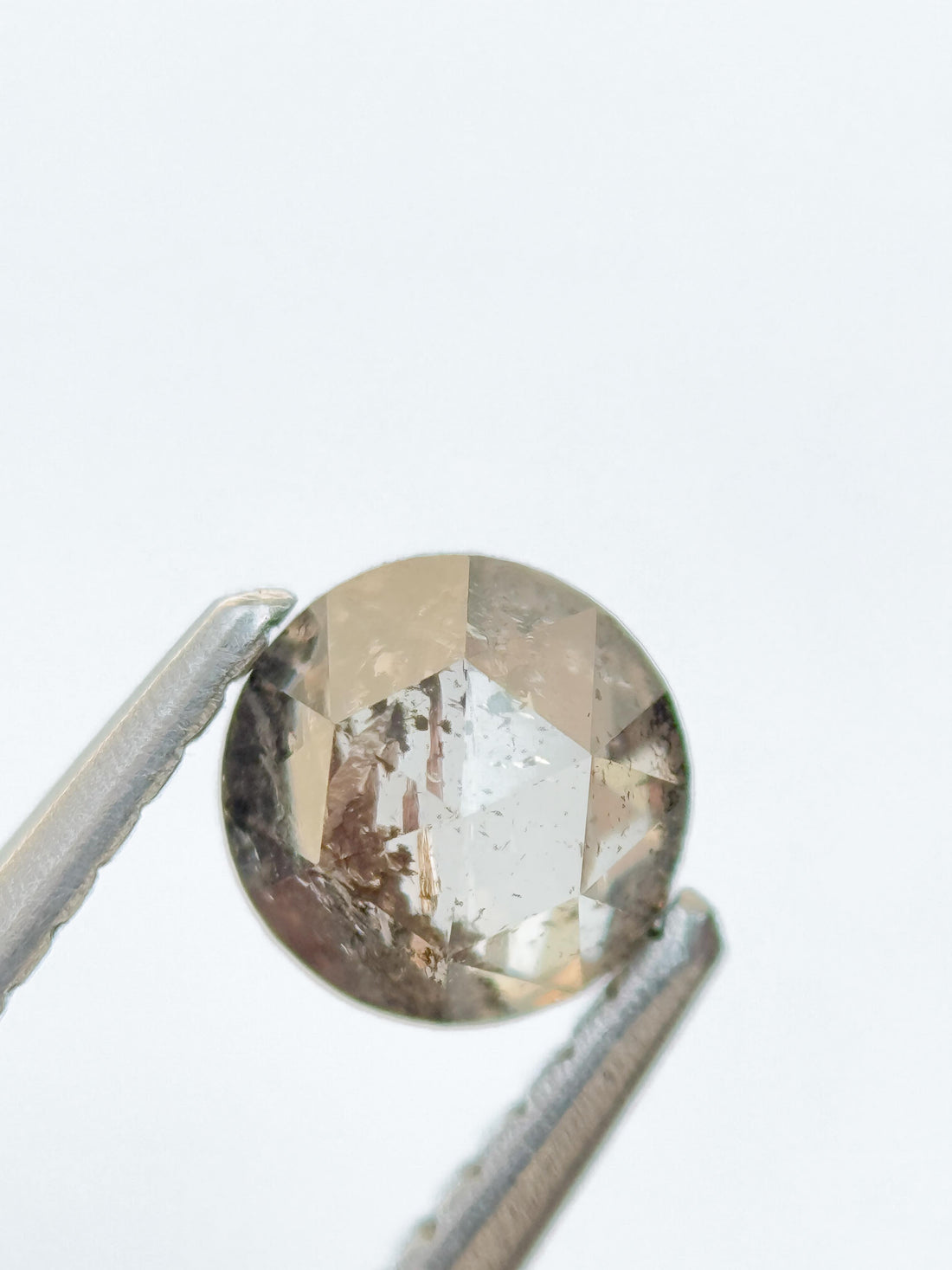 0.58 Ct Round Rose Cut Grey Natural Salt and Pepper Diamond