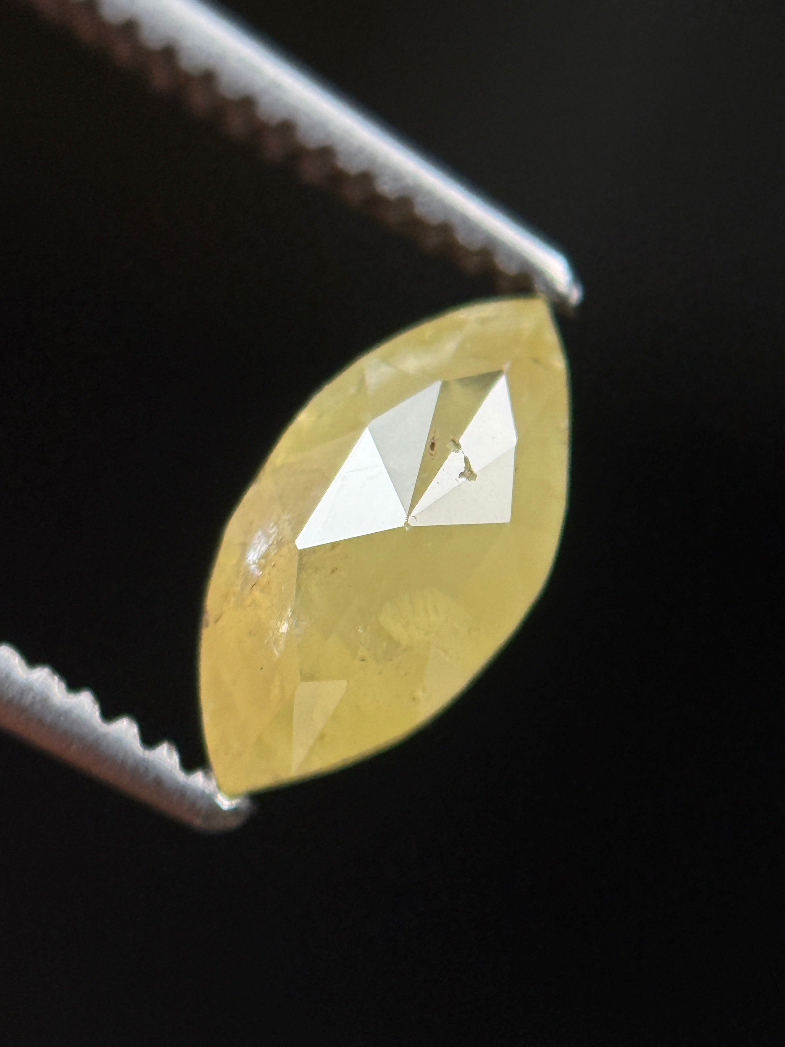 0.72 Ct Marquise Rose Cut Yellow Natural Minimalist Diamond