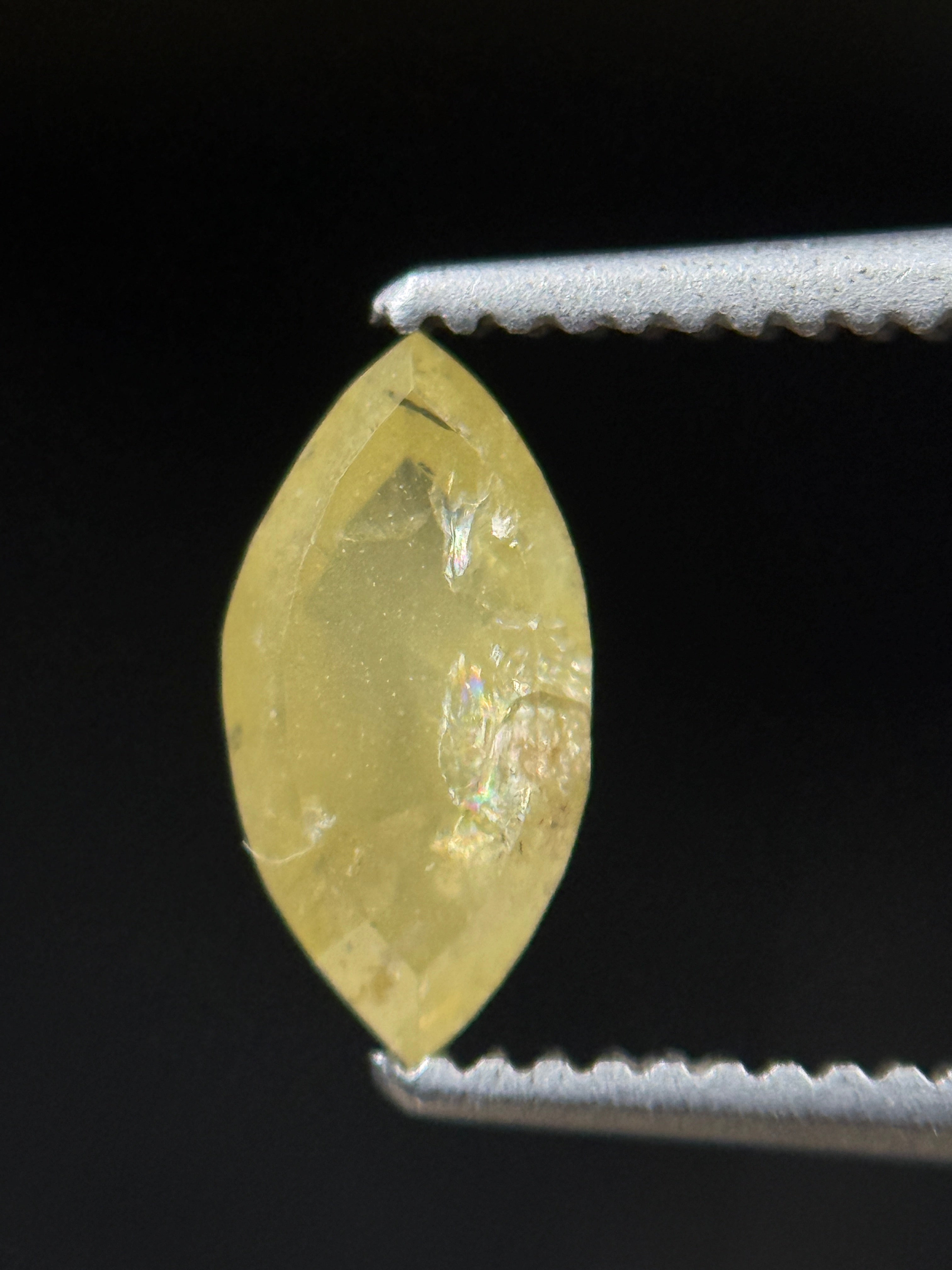 0.72 Ct Marquise Rose Cut Yellow Natural Minimalist Diamond