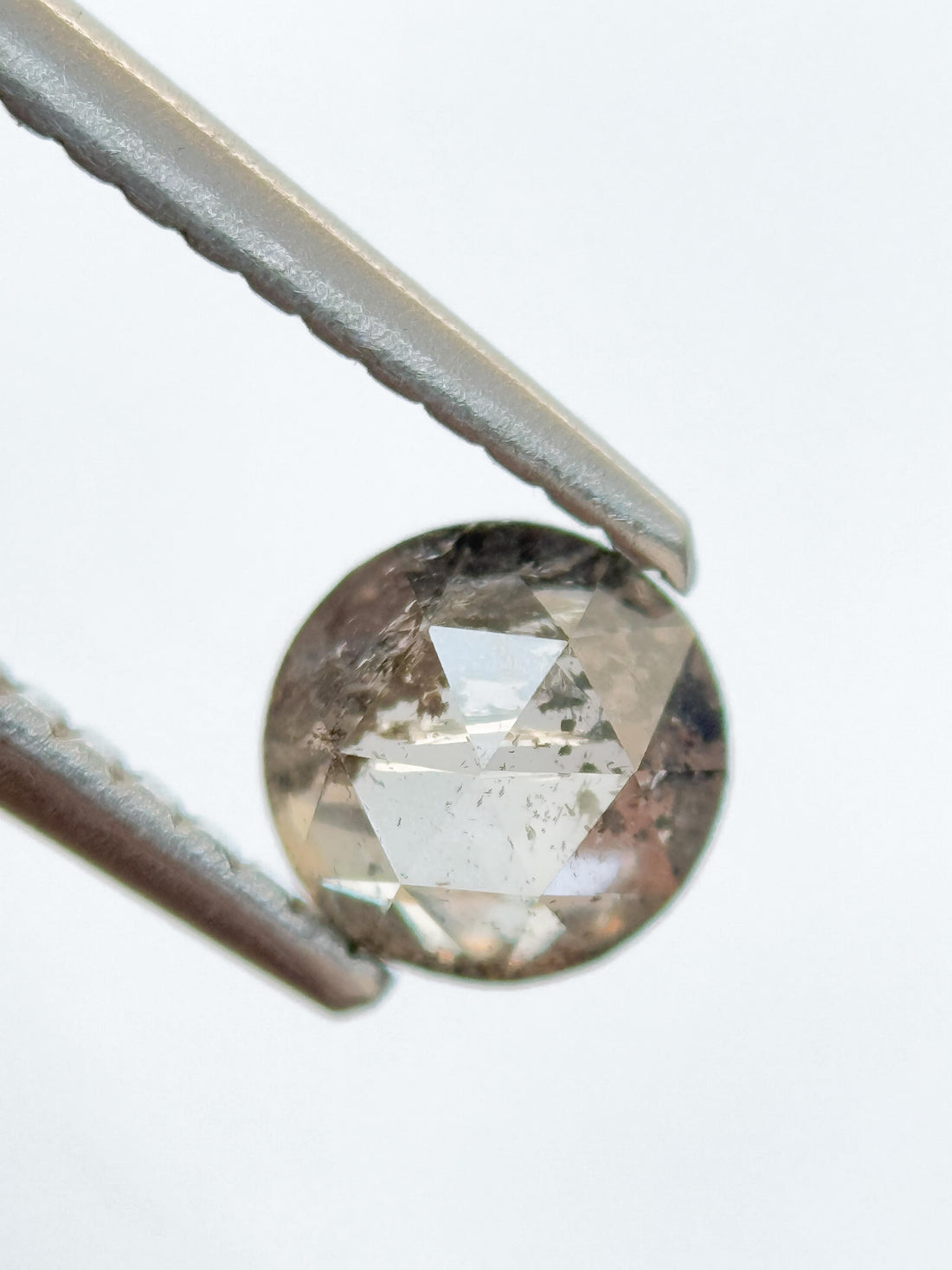 0.58 Ct Round Rose Cut Grey Natural Salt and Pepper Diamond